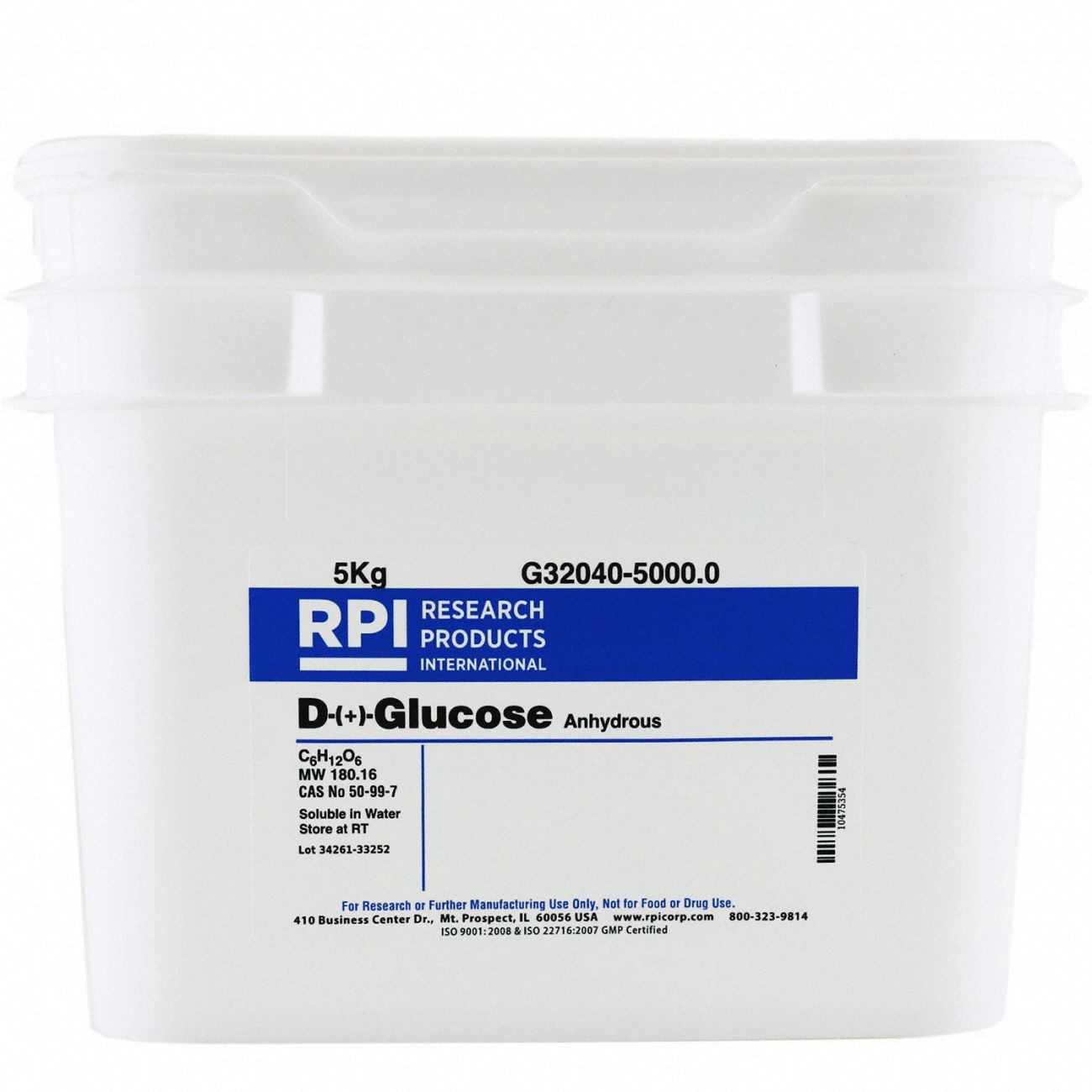 Dextrose Anhydrous: USP, 5 kg, 50-99-7, Reagent, Powder, 18 mo Shelf Life, 1