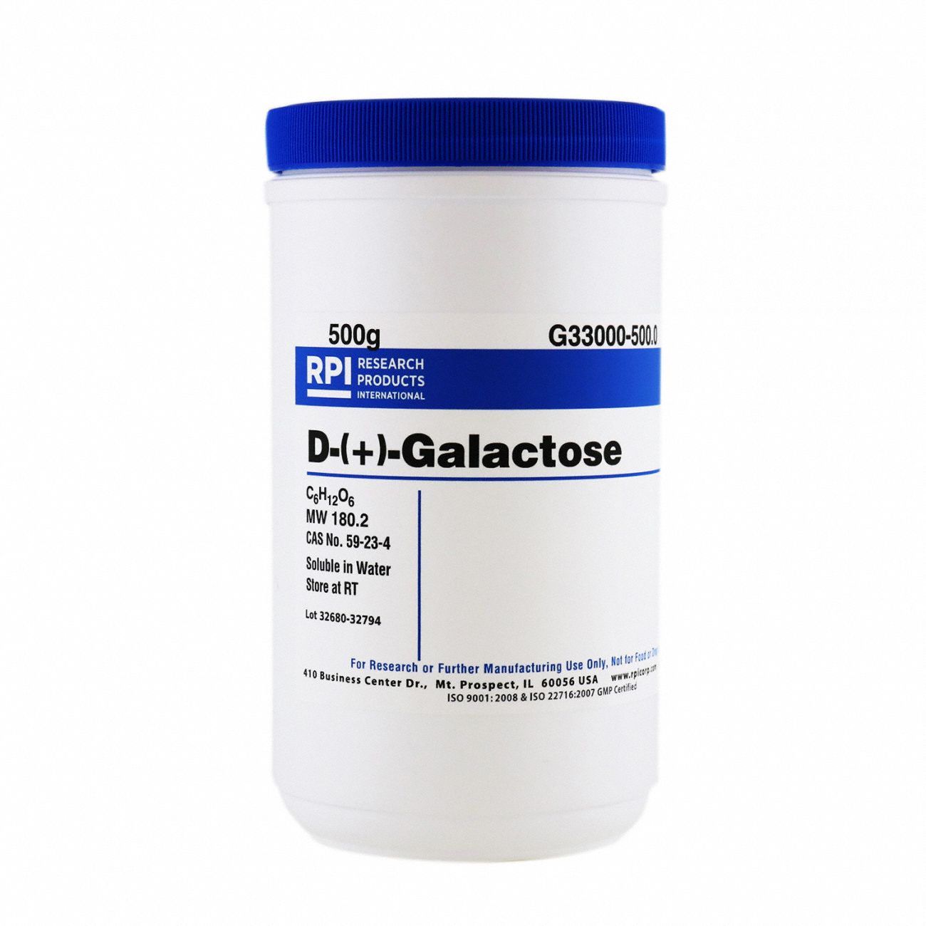 D-(+)-Galactose: Lab, 500 g, 59-23-4, Reagent, Powder, 18 mo Shelf Life, 1