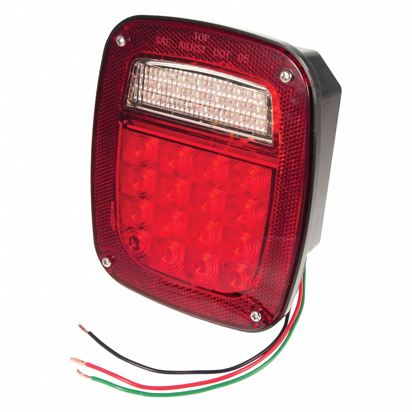 STOP/TURN/TAIL LIGHT, LED, STOP LIGHT, RED, SQUARE, 6¾ IN OVERALL H, 5¾ IN OVERALL W