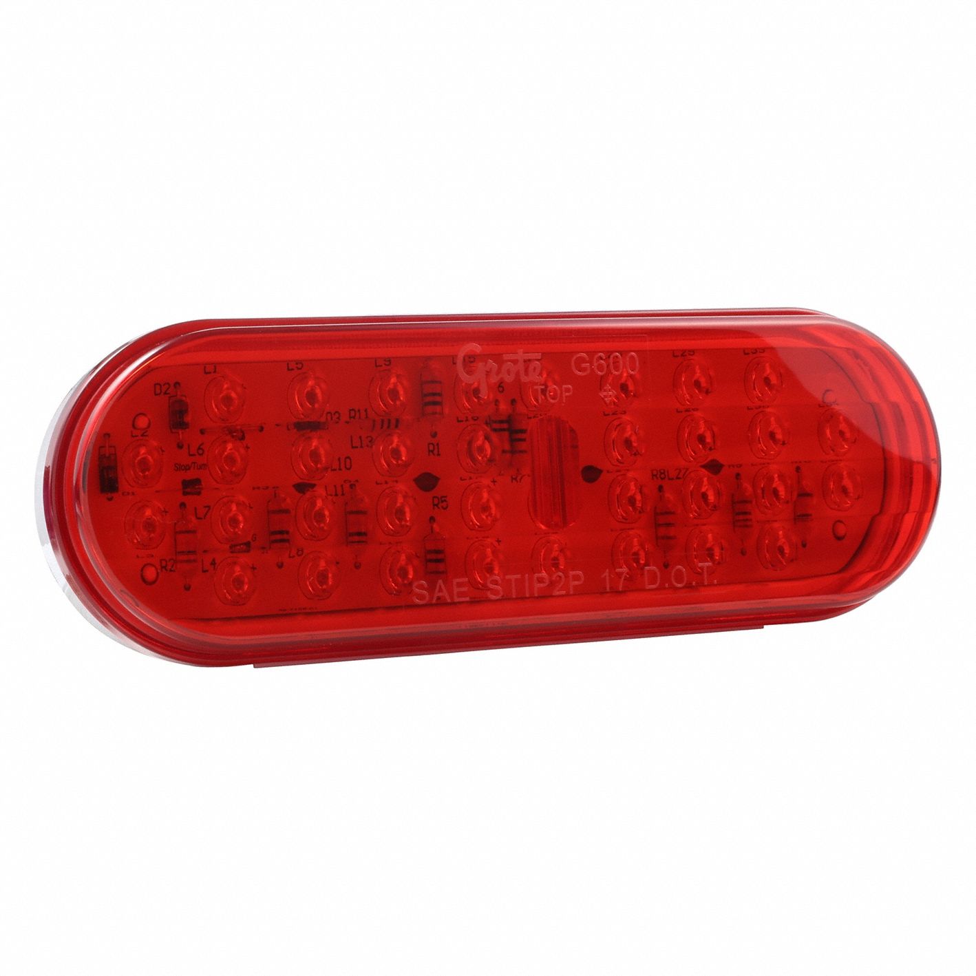 STOP/TURN/TAIL LIGHT, LED, STOP LIGHT, RED, OVAL, 2 5/16 IN OVERALL H, 6½ IN OVERALL W
