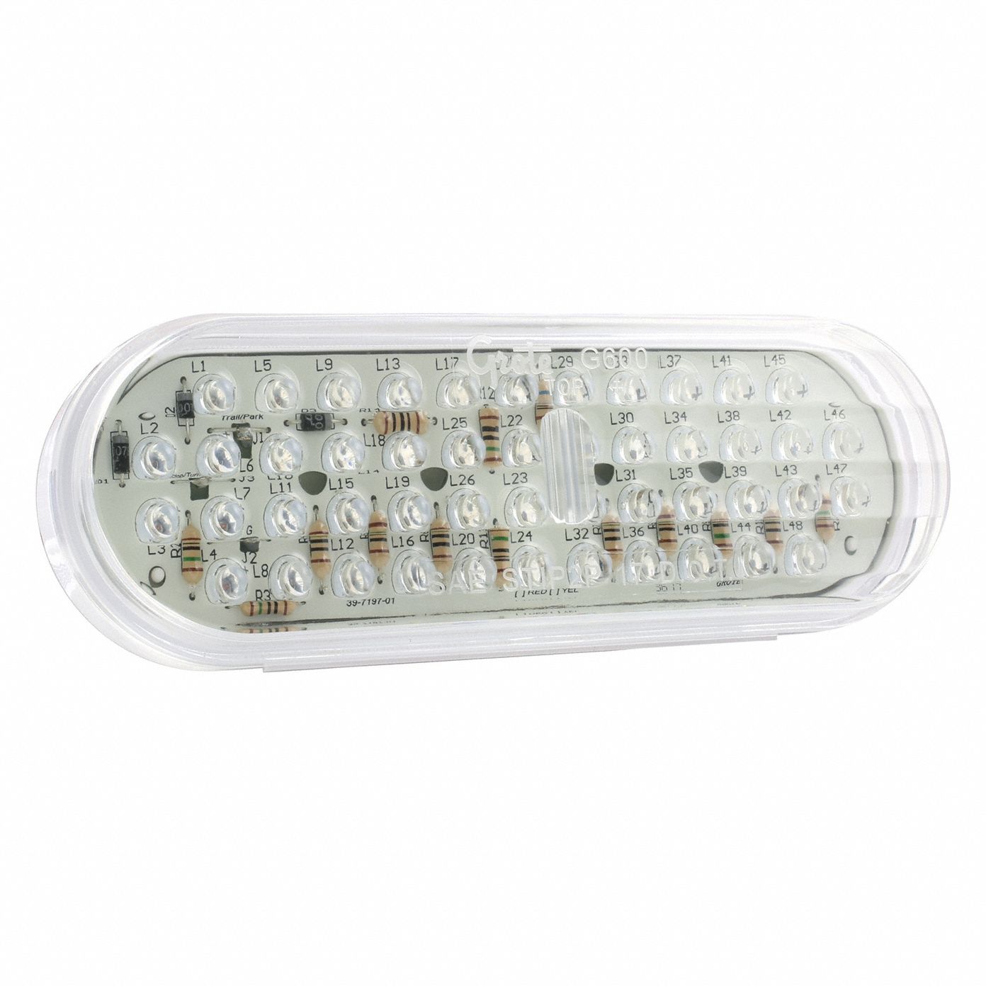 Stop/Turn/Tail Light: LED, Turn Signal Light, Amber, Oval, 2 5/16 in Overall Ht, Female Pin