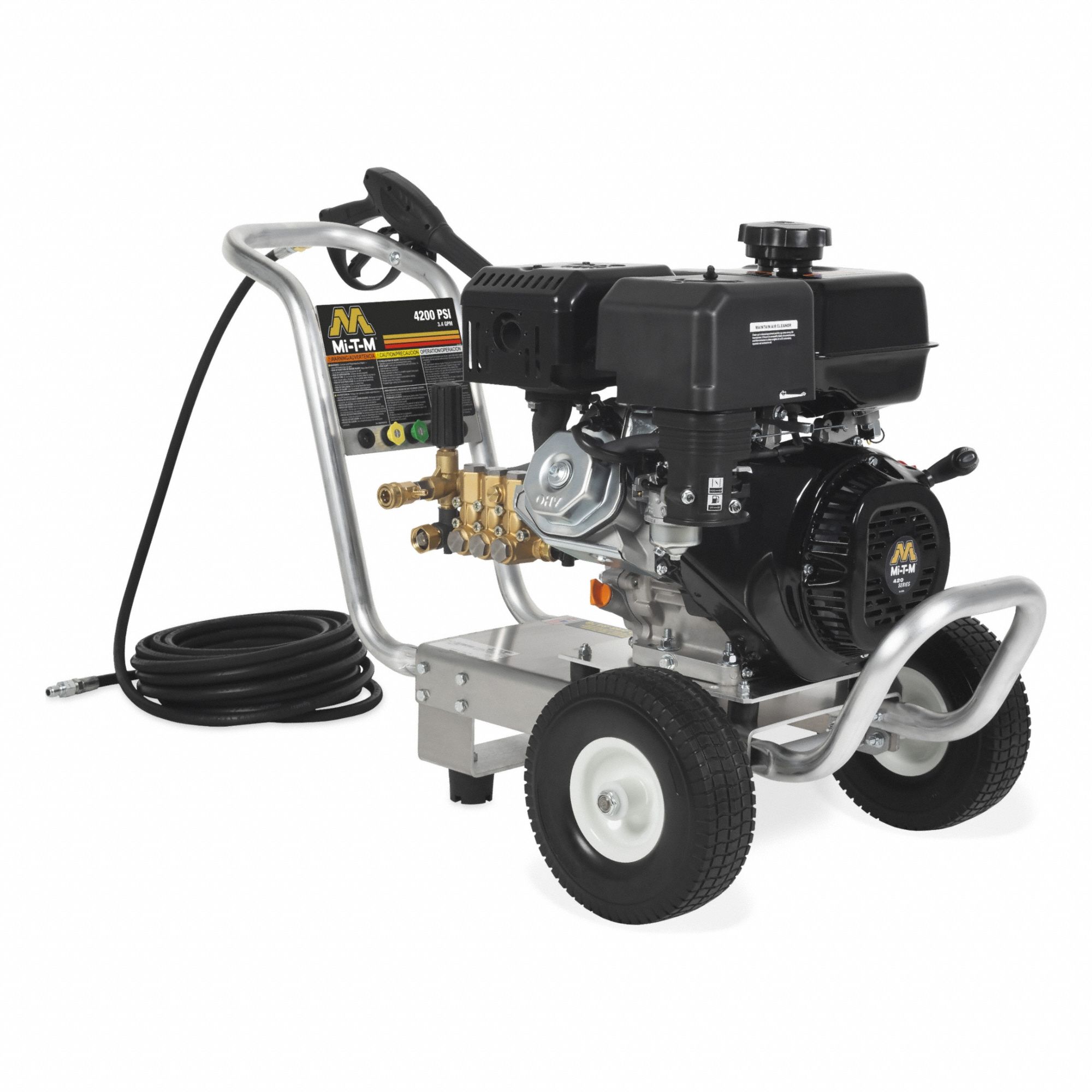 Gas-Powered Pressure Washer: Heavy Duty, Cart, 4, 200 psi, 3.4 gpm, Usable Per Week 20 hr