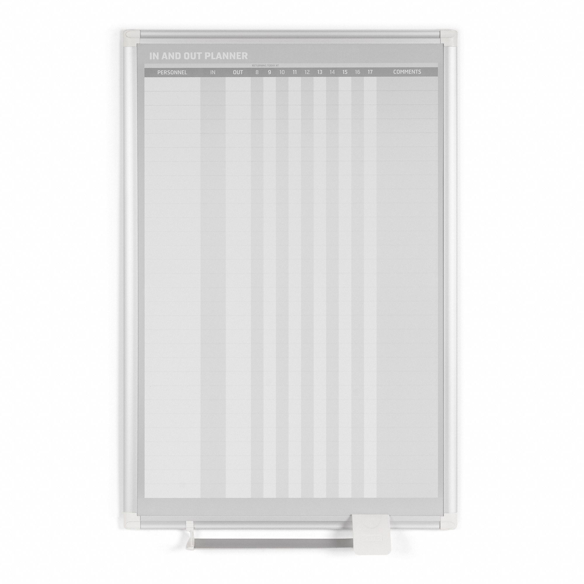 In/Out Board: 35 3/4 in Board Ht - Side 1, Steel, Wall Mounted, Magnetic, Gray/White, Aluminum