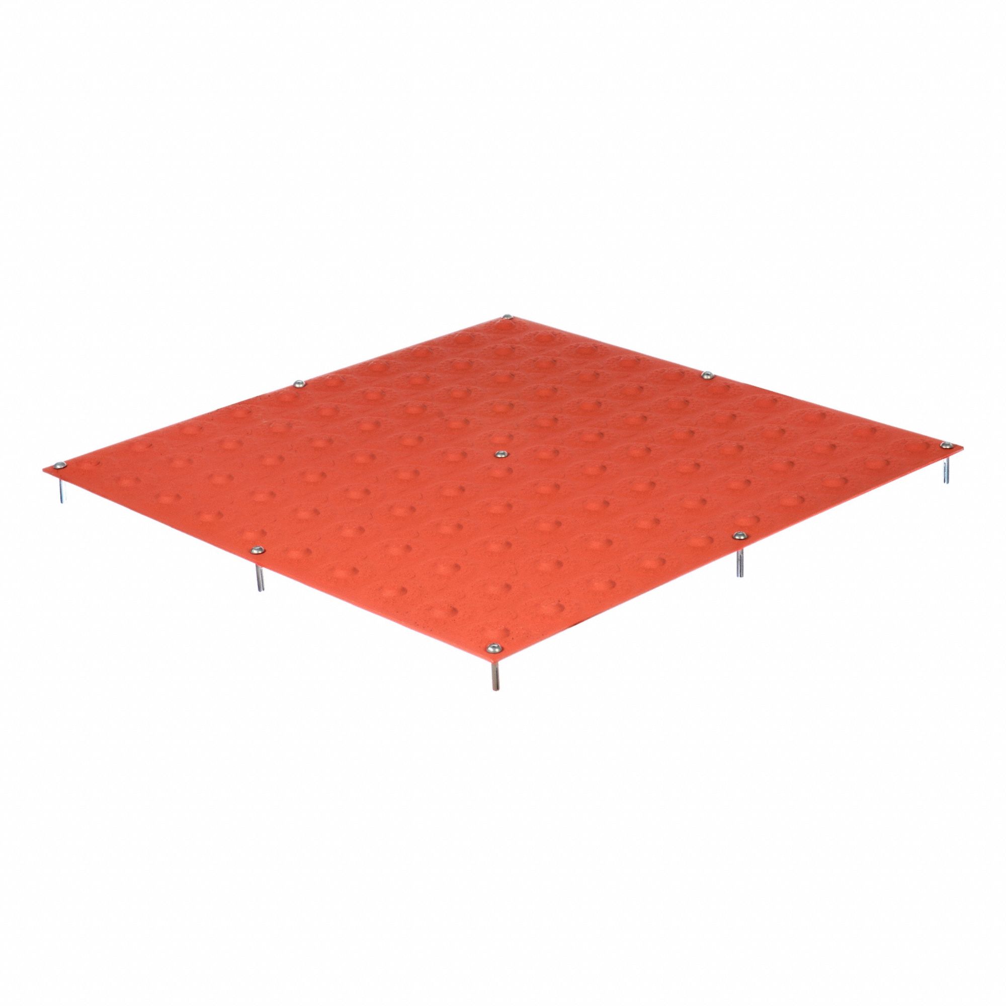 Detectable Warning Tile: Concrete, Surface Applied/Wet Set, Steel, Colonial Red, 24 in Lg
