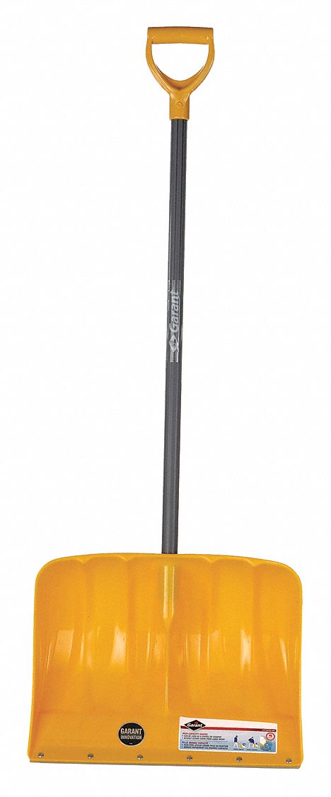 SNOW SHOVEL, D-GRIP, 53 IN L HANDLE, 19 X 16 IN BLADE, STEEL/POLYPROPYLENE