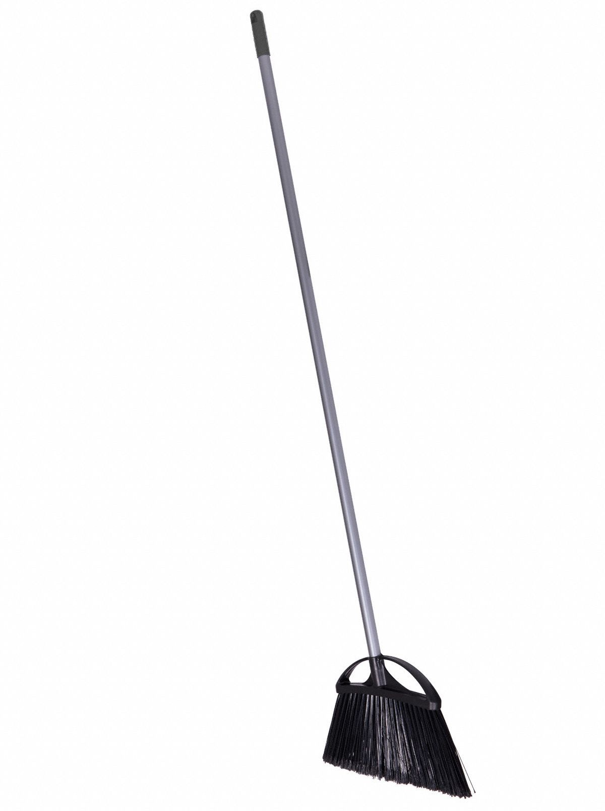 ANGLE BROOM, MEDIUM, BLACK/SILVER, 13 IN FACE/48 IN HANDLE/ 15/16 IN DIA, SYNTHETIC/PLASTIC/METAL