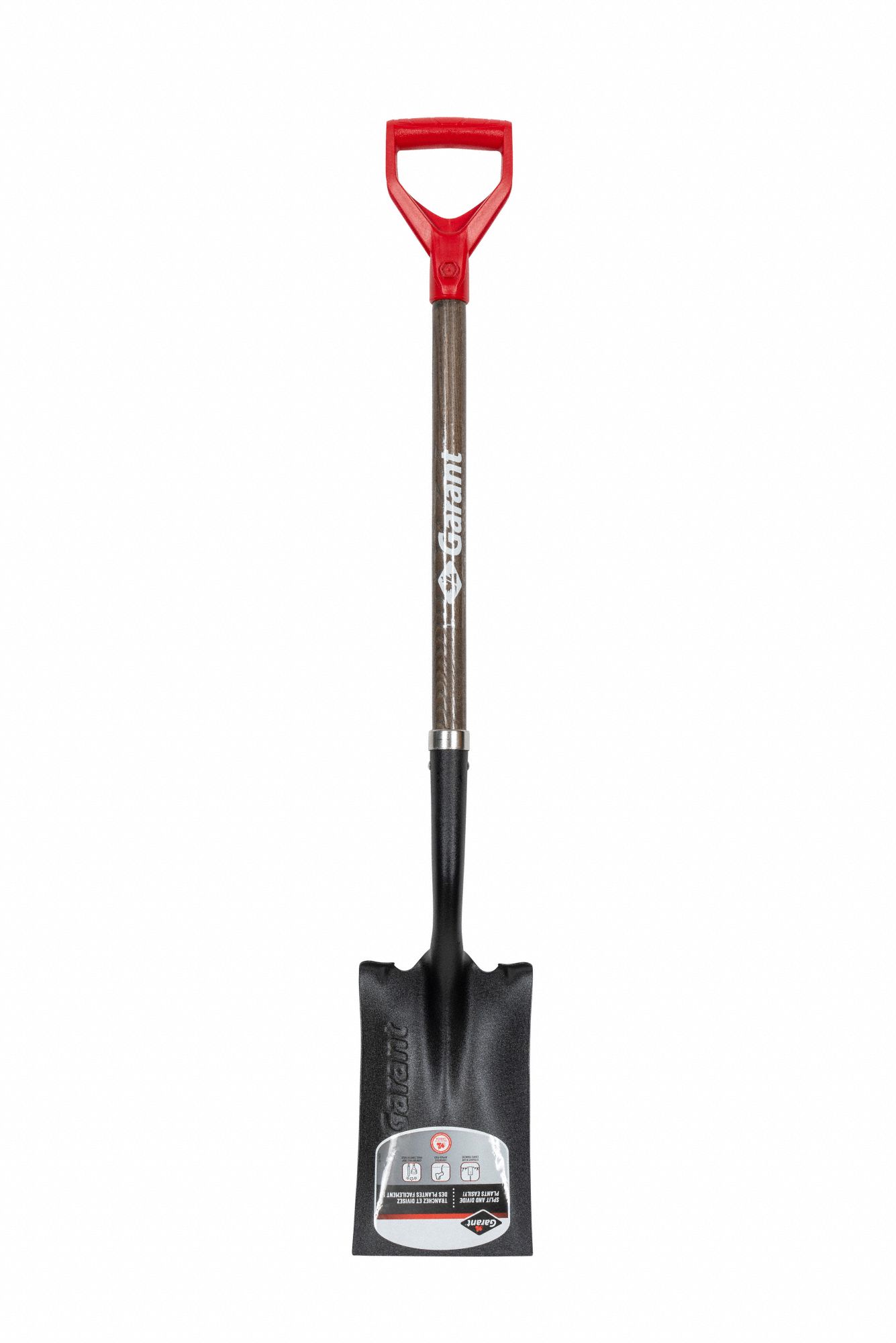 GARDEN SPADE, D-GRIP, 9 IN LENGTH X 7 IN WIDTH BLADE, 43 IN HANDLE, HARDWOOD/TEMPERED STEEL