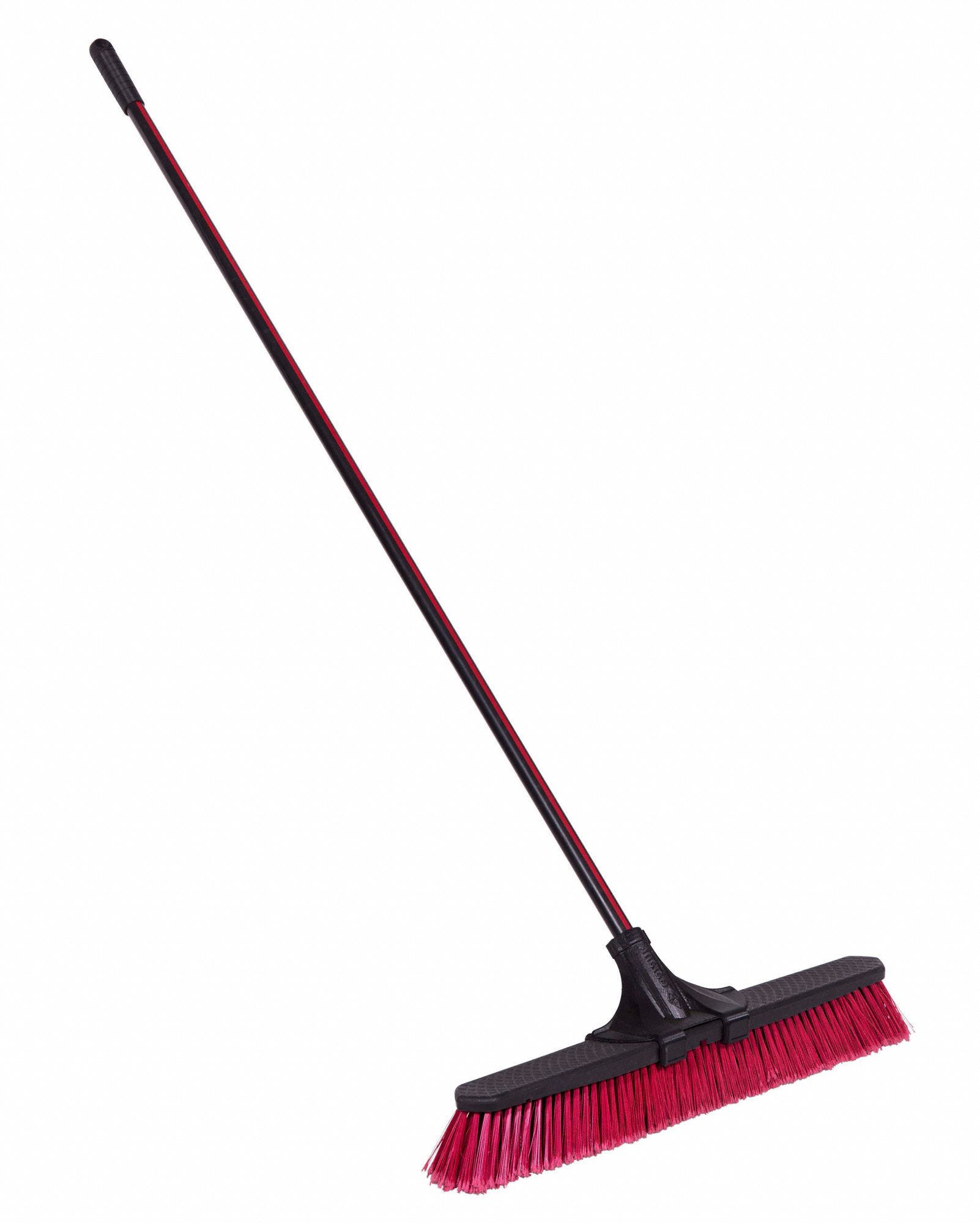 PUSH BROOM, LIGHT,RED/BLACK, 24 IN FACE/59 IN HANDLE/ 15/16 IN DIA, SYNTHETIC/METAL