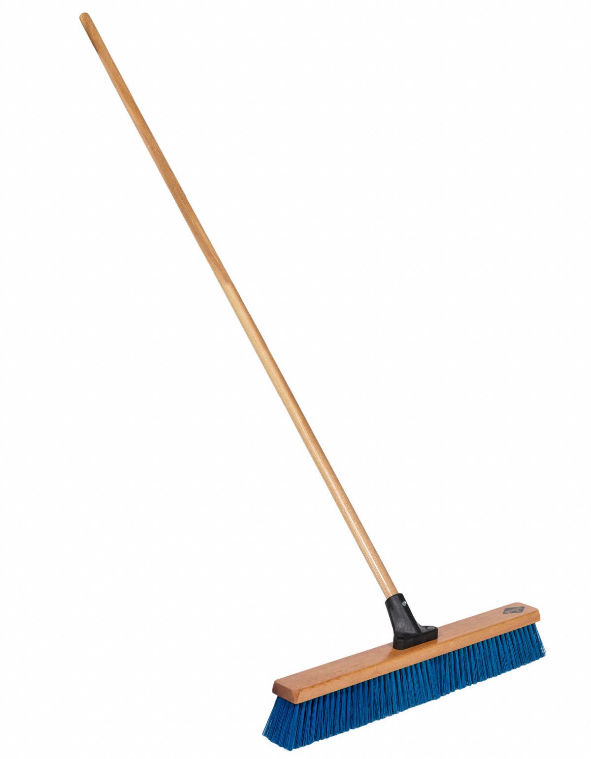 PUSH BROOM, LIGHT, BLUE/NATURAL, 24 IN FACE/60 IN HANDLE/1 IN DIA, SYNTHETIC/WOOD