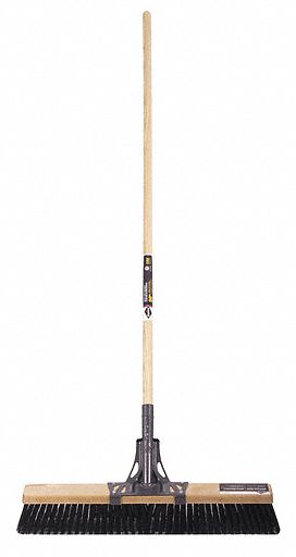 PUSH BROOM, HEAVY, BLACK, 24 IN FACE/60 IN HANDLE/1 1/8 DIA, SYNTHETIC/WOOD