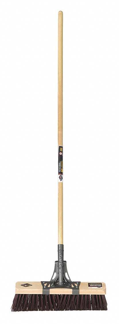 STREET BROOM, HEAVY, BROWN, 18 IN FACE/4 IN TRIM/60 IN HANDLE/1 1/8 DIA, WOOD