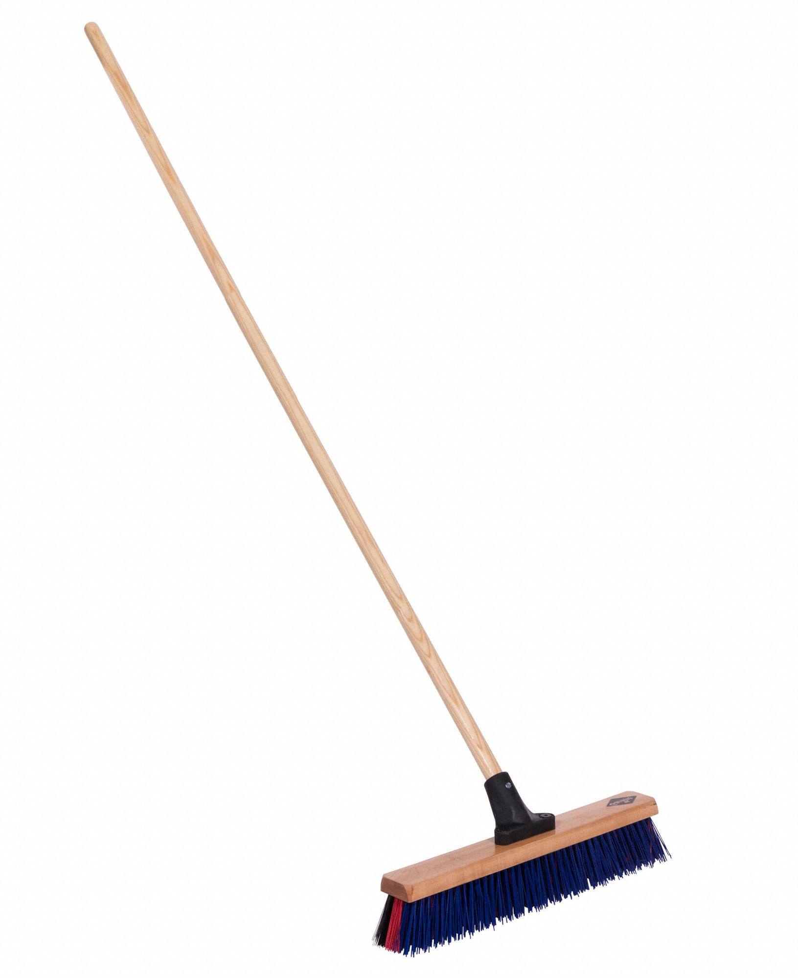 PUSH BROOM, MEDIUM, BLUE/RED/BLACK/GREY, 18 IN FACE/60 IN HANDLE/1 DIA, SYNTHETIC/W00D