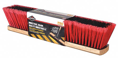 BROOM HEAD, HEAVY, ACID RESISTANT/CHEMICAL RESISTANT, RED/BLACK, 18 IN BLOCK/3 1/4 IN TRIM