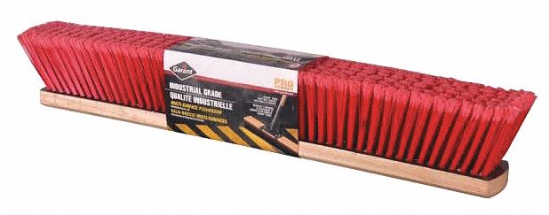 BROOM HEAD, HEAVY, CHEMICAL & ACID RESISTANT, RED, 24 IN BLOCK/ 3 1/4 IN TRIM