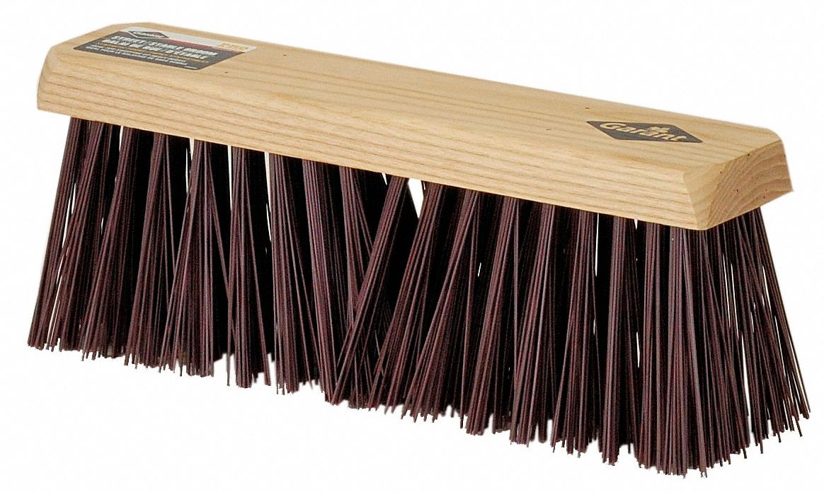 PUSH BROOM HEAD, HEAVY, NATURAL/BLACK, 14 IN BLOCK, SYNTHETIC/WOOD