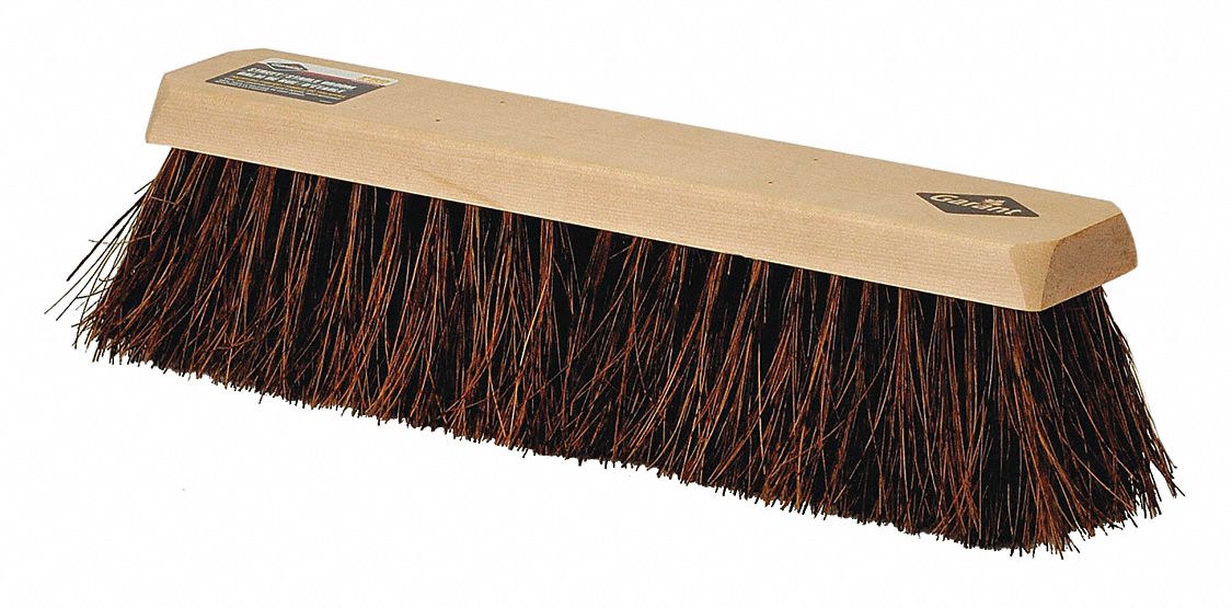 STREET BROOM HEAD, HEAVY, CHEMICAL & ACID-RESISTANT, BROWN, 18 IN BLOCK/4 IN TRIM, PALMYRA/WOOD