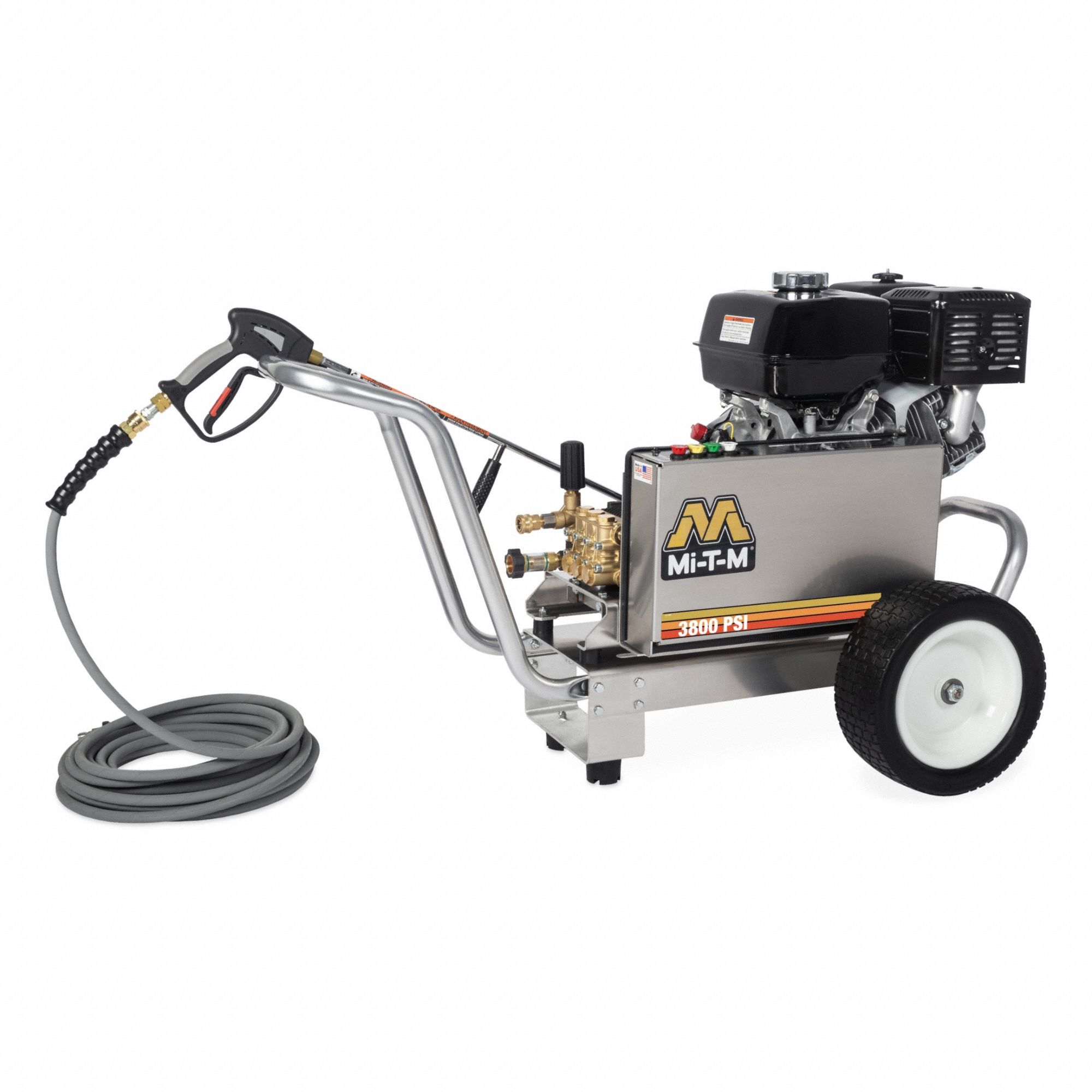 Gas-Powered Pressure Washer: Heavy Duty, Cart, 3, 800 psi, 3.7 gpm, Usable Per Week 20 hr
