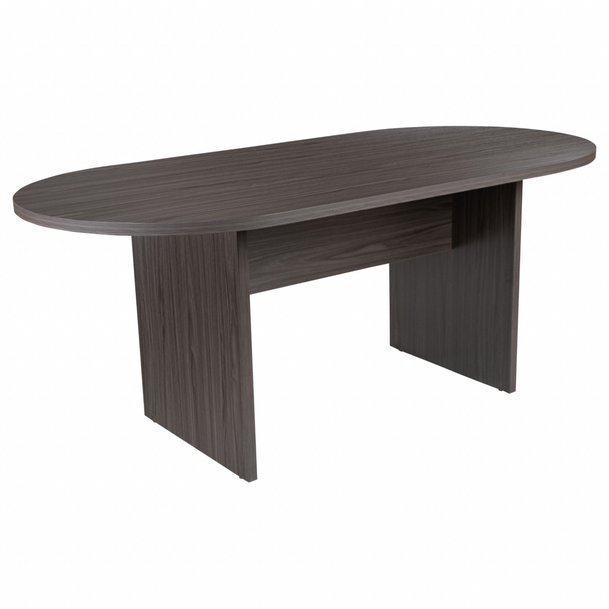 Conference Table: Racetrack Oval, Laminate, Gray, 72 in Overall Lg, 35 in Overall Wd