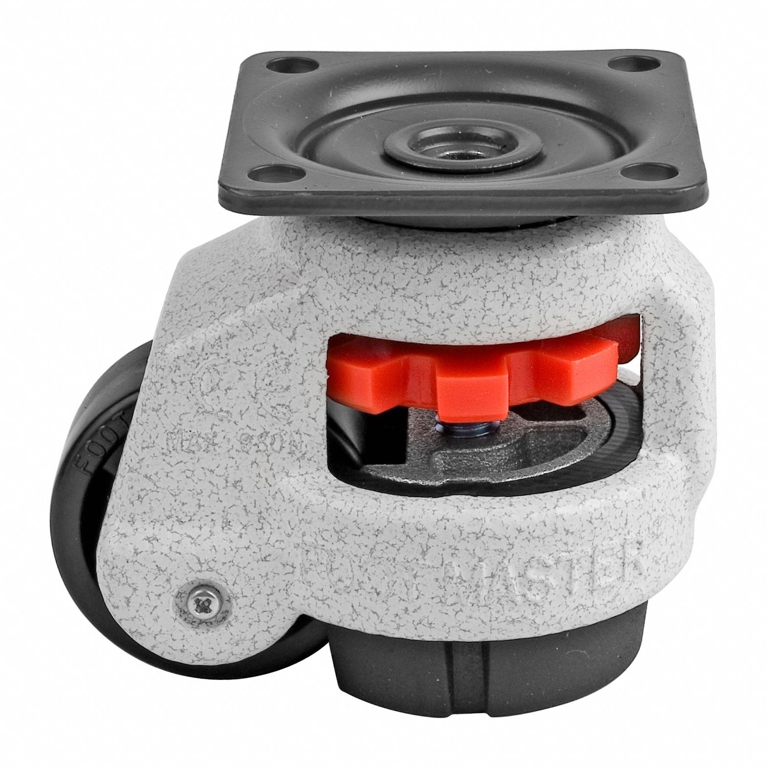 Plate Caster: Nylon Tread, 42 mm Wheel Dia, 71 mm Mounting Ht, 132 lb Load Capacity