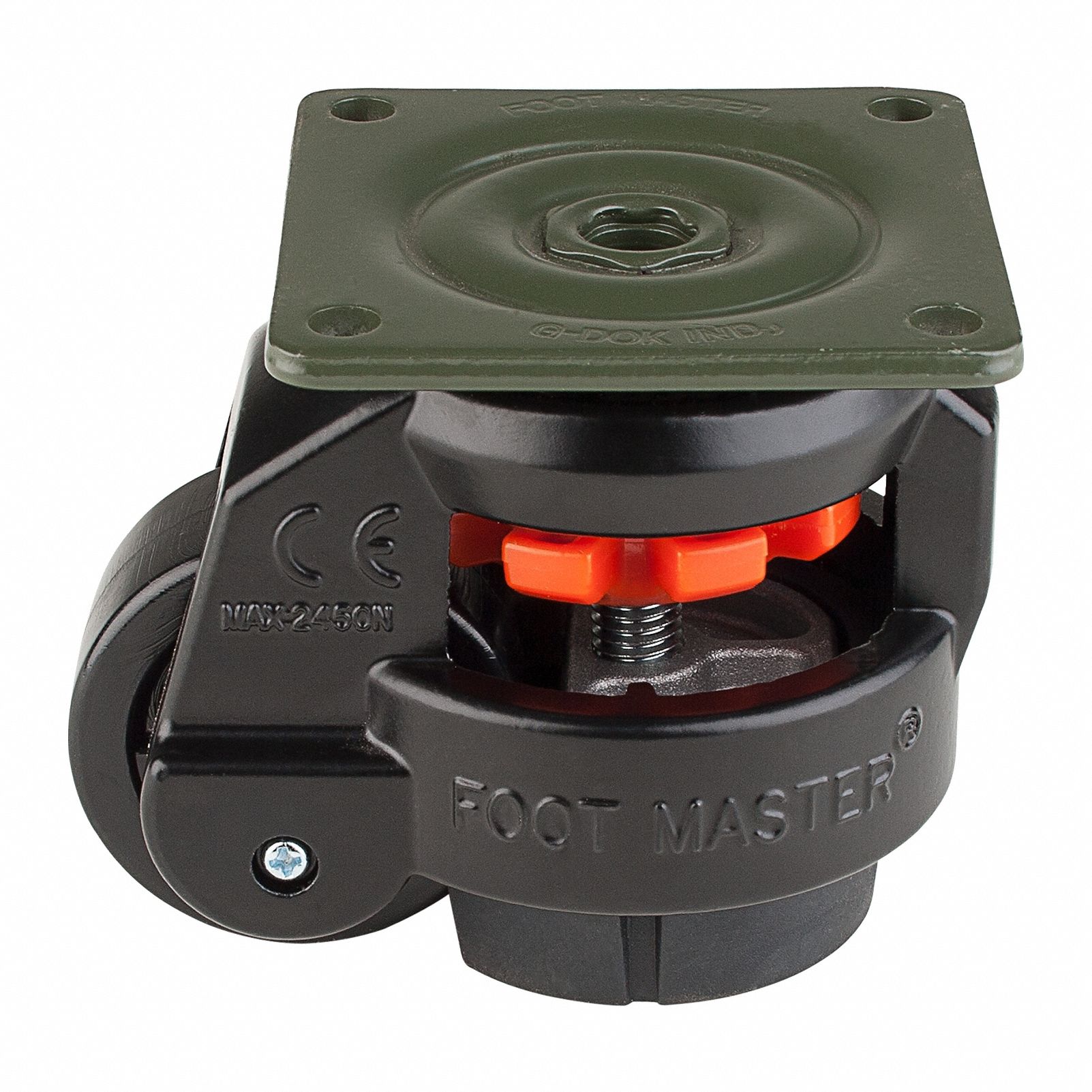 Plate Caster: Nylon Tread, 50 mm Wheel Dia, 82 mm Mounting Ht, 617 lb Load Capacity