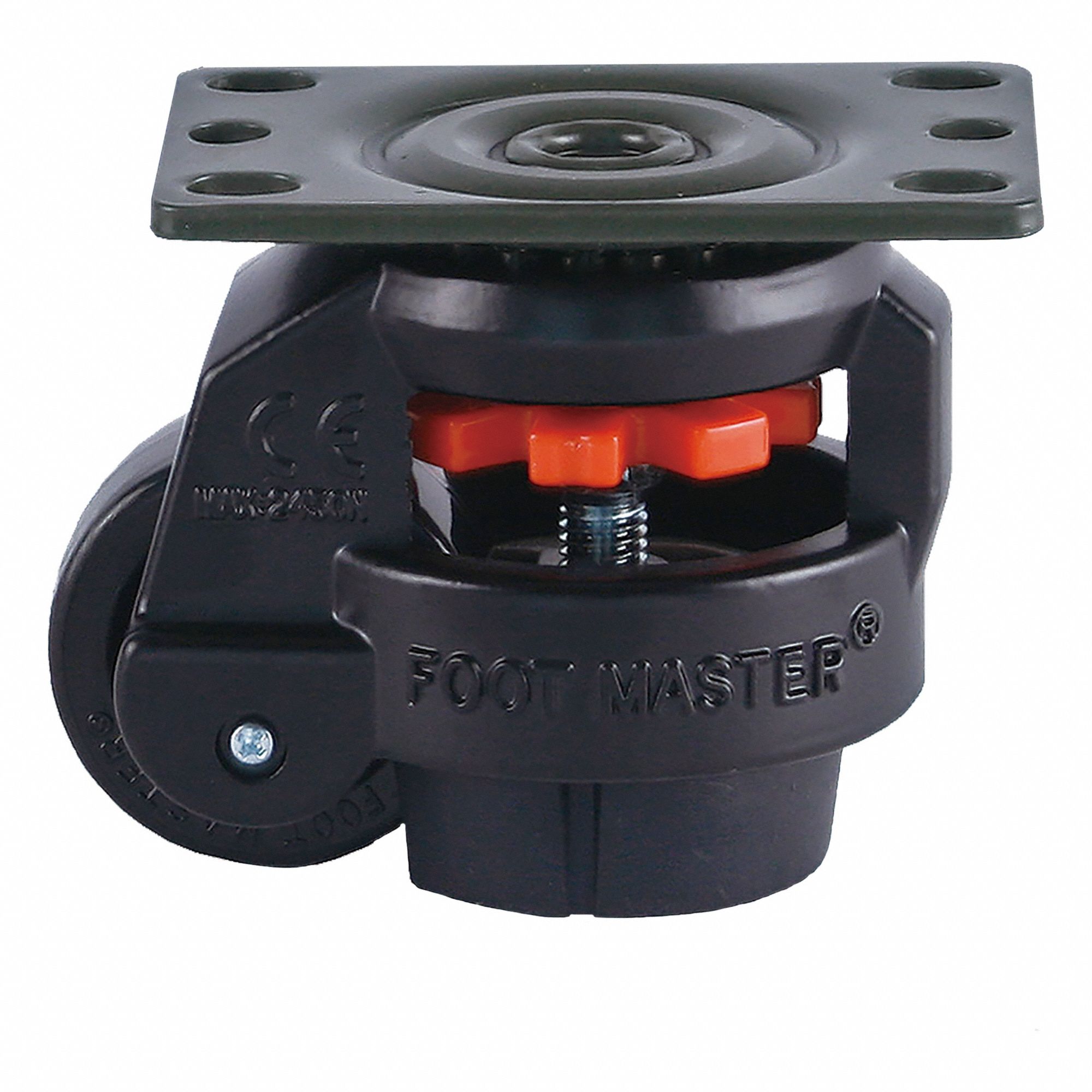 FOOT MASTER, 50 mm Wheel Dia., 617 lb, Leveling Plate Caster - 819TM6 ...