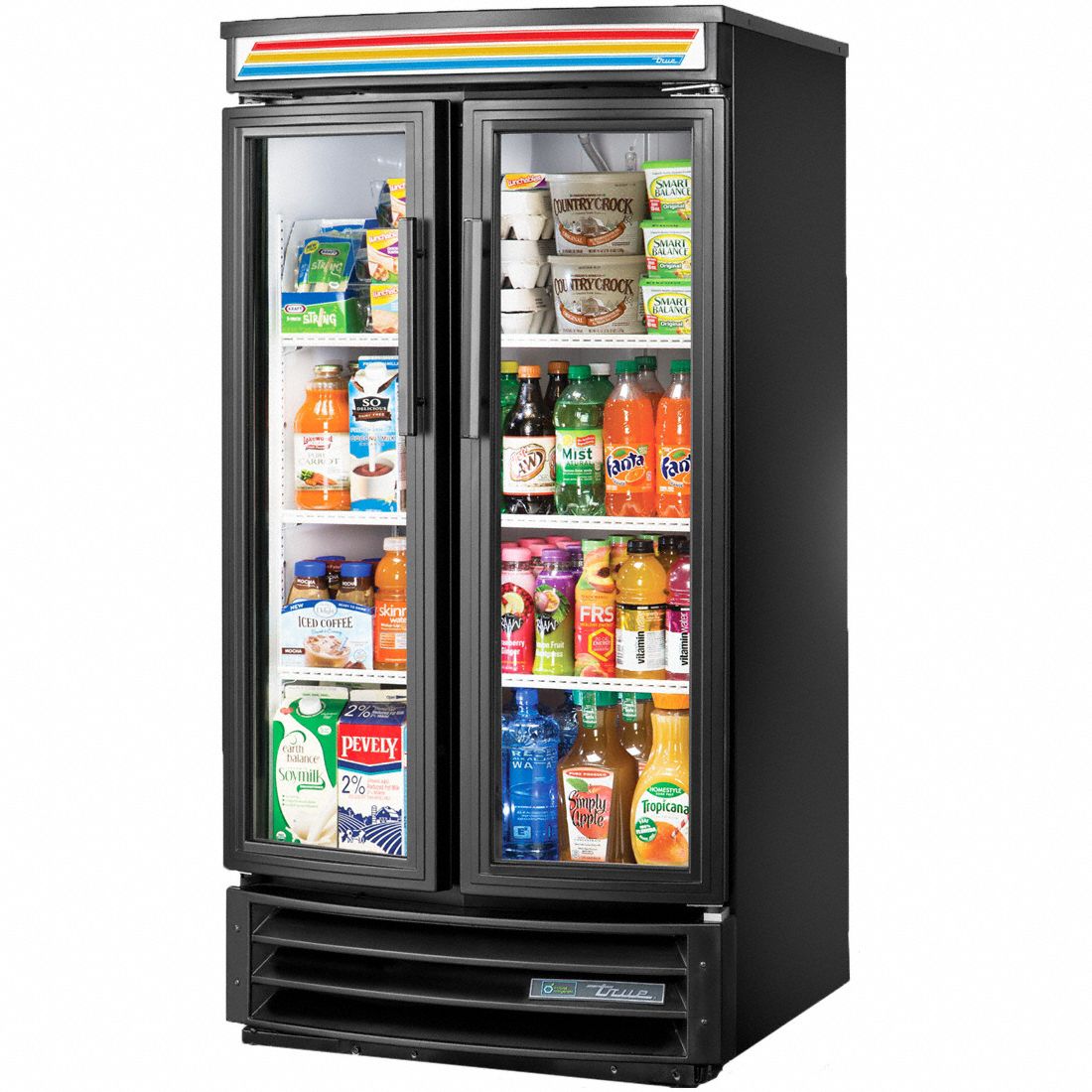 TRUE REFRIGERATION, 58 in x 30 3/8 in x 29 1/4 in, Black, Refrigerated ...
