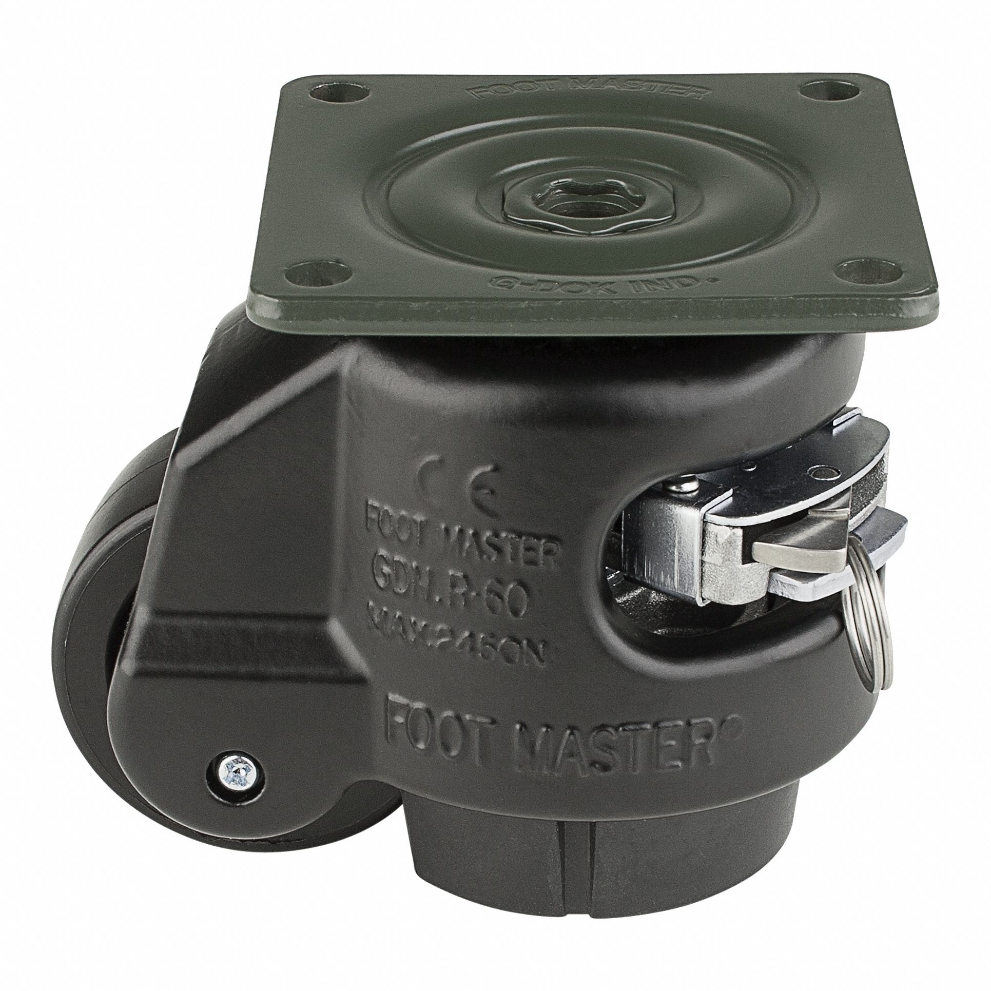 Plate Caster: Nylon Tread, 50 mm Wheel Dia, 82 mm Mounting Ht, 551 lb Load Capacity