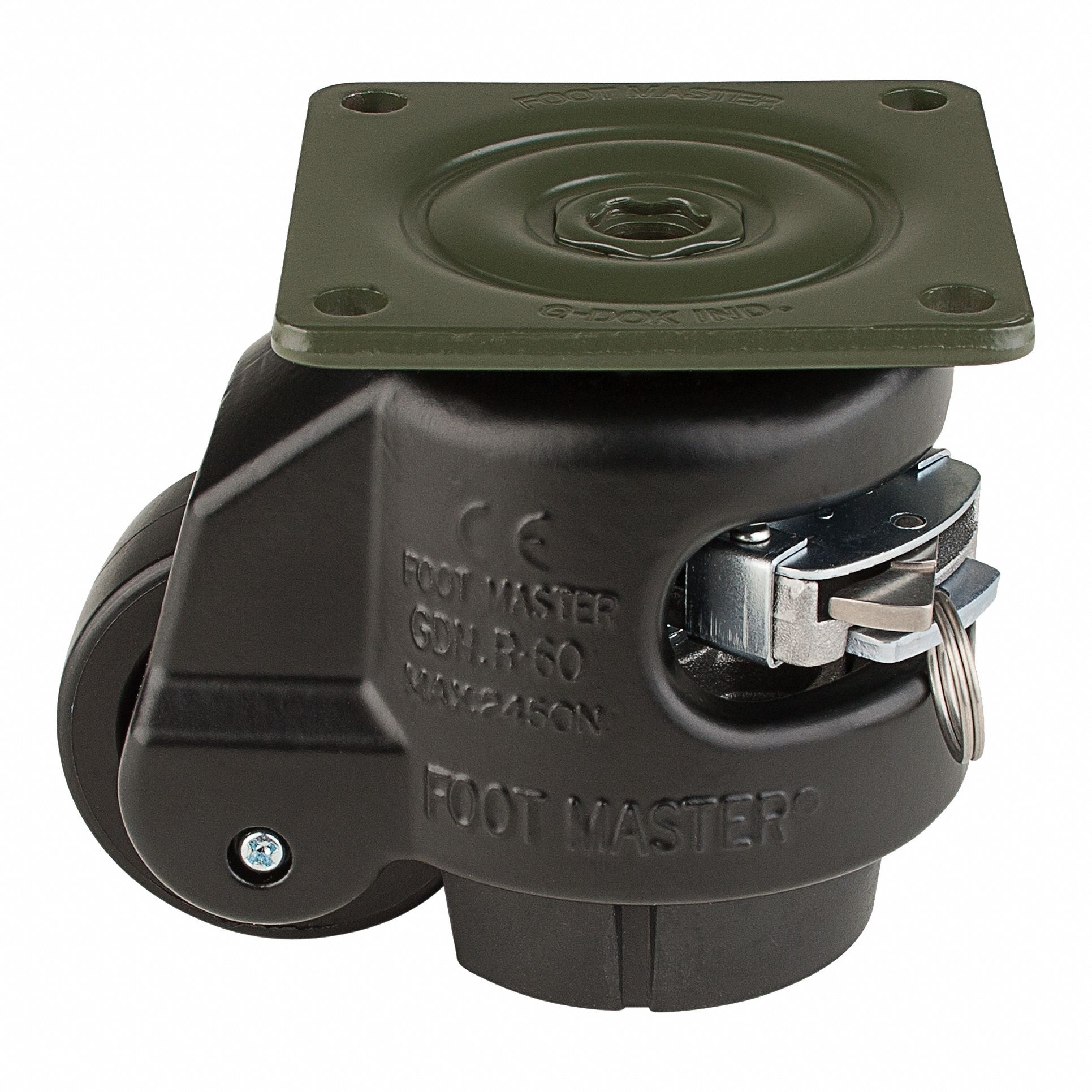 Plate Caster: Nylon Tread, 63 mm Wheel Dia, 103 mm Mounting Ht, 1, 102 lb Load Capacity