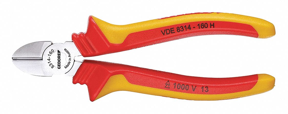 PINCE COUPANTE DGNL,PINCE COUPANTE LAT,1000 V,RGE/JAUNE,6 1/3 PO L,MÂCH 3/4 X 7/8 PO,AC