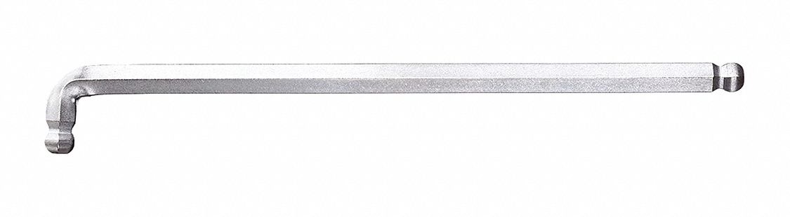HEX KEY, METRIC, 25 °  ANGLE, SILVER, TIP 2 MM, L-HANDLE 2/3 IN L, CV STEEL