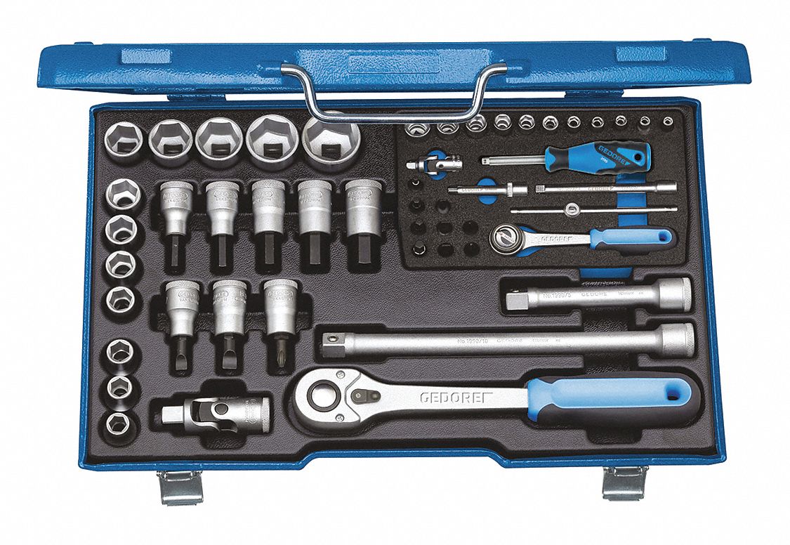 GEDORE 50 PIECE SOCKET SET DRIVE SIZE RANGE 1 2 TO 1 4 IN SOCKET