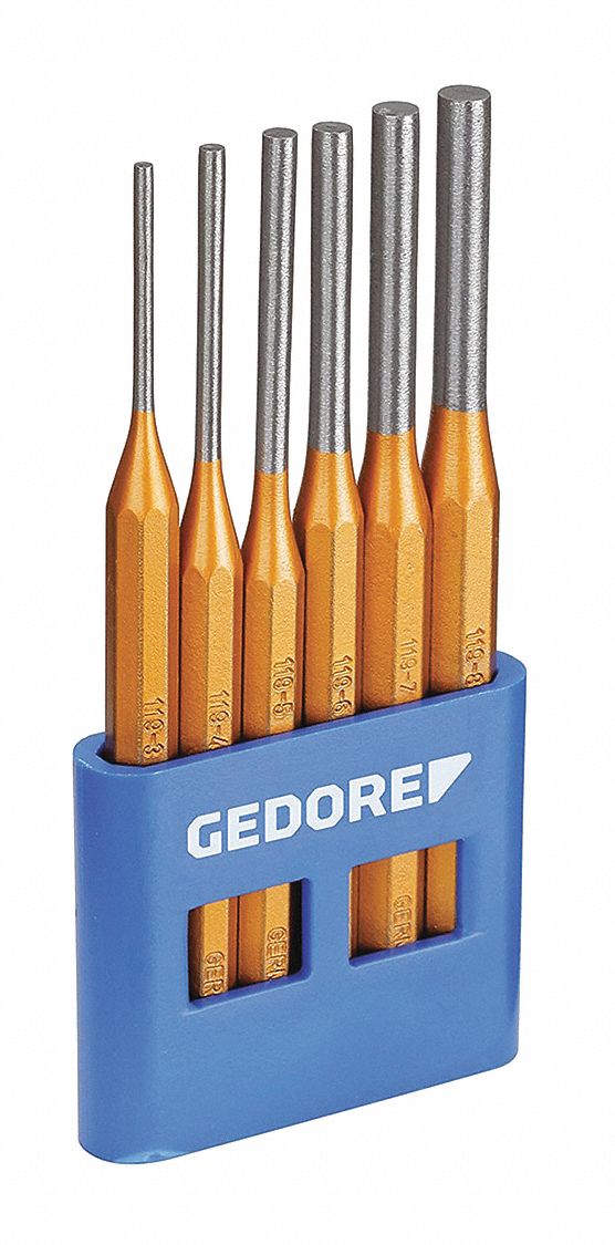 PUNCH AND CHISEL SET, STANDARD/6 PIECES/PVC HOLDER, 6 IN, CRV