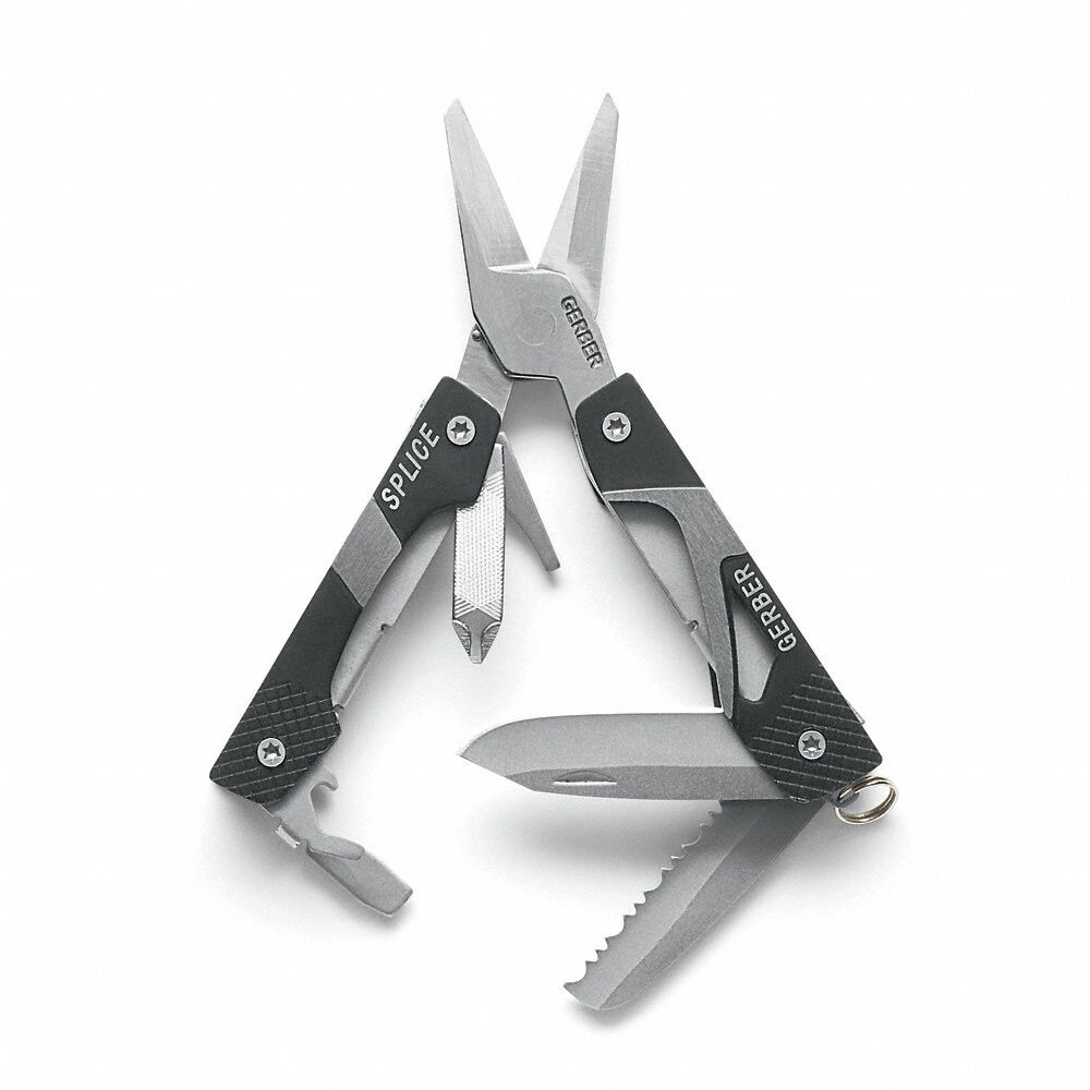 SPLICE SERIES SCISSOR MULTI-TOOL, STAINLESS STEEL, BLACK STRAIGHT STAINLESS STEEL HANDLE, 3 OZ WEIGHT