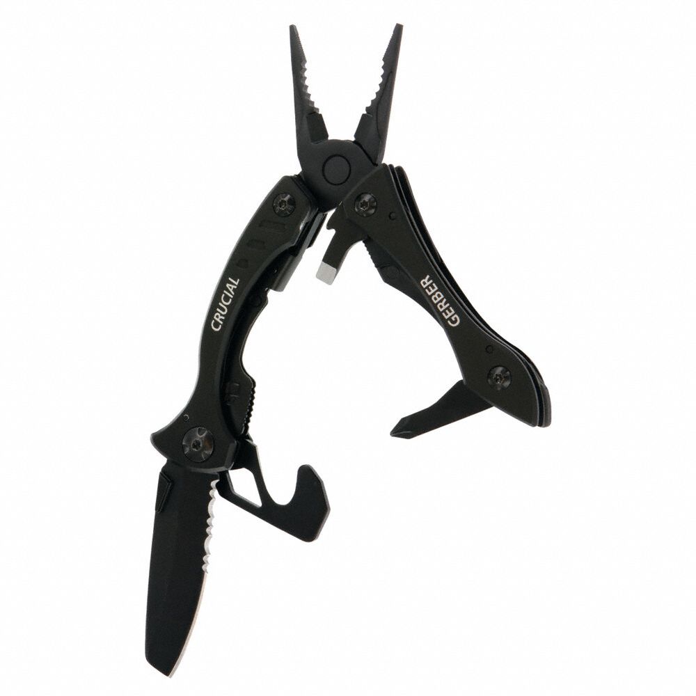 MULTI-TOOL, STAINLESS STEEL, BLACK STAINLESS STEEL HANDLE, 5 OZ WEIGHT