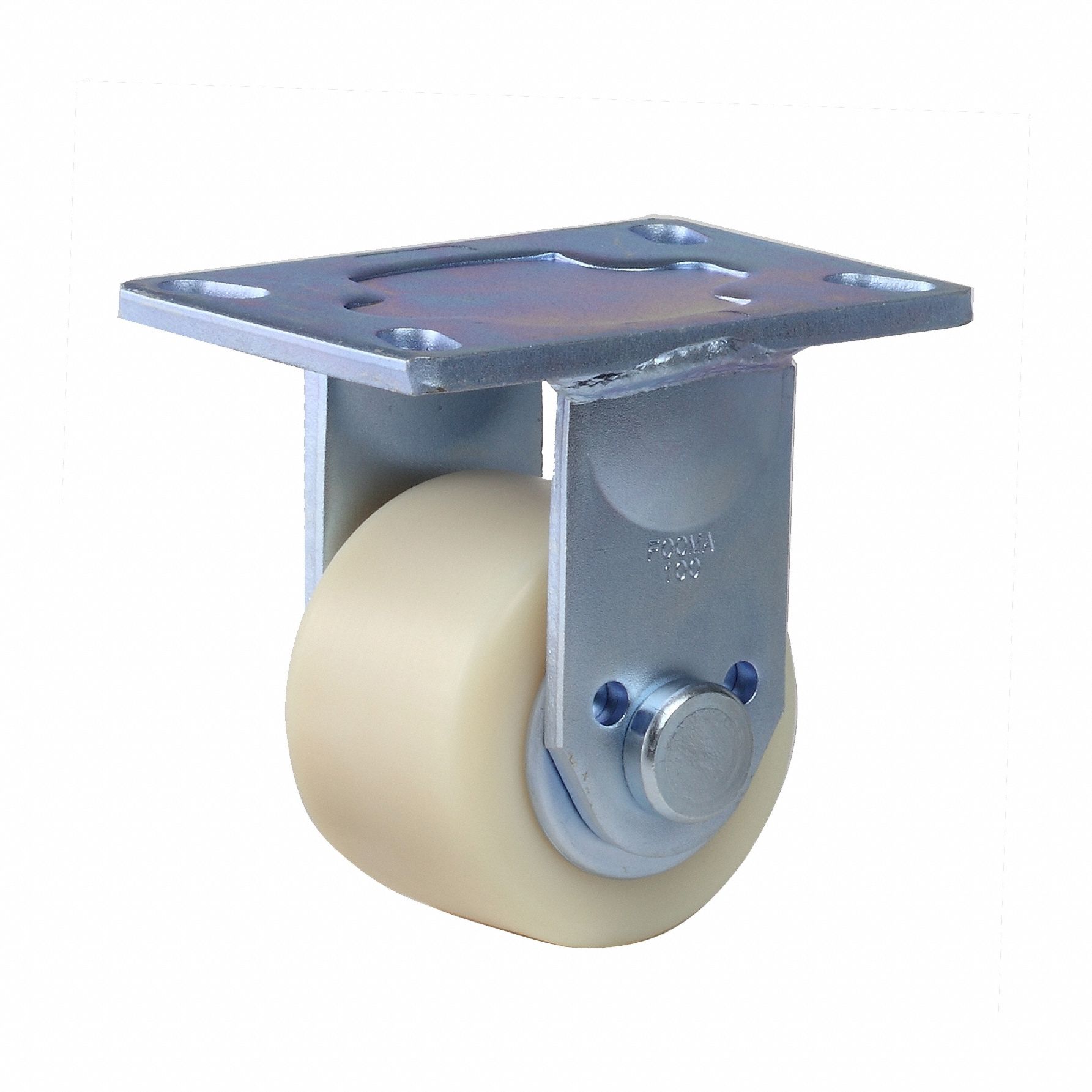 Plate Caster: Rigid, No Brake, Polyurethane, 100 mm Wheel Dia, 67 mm Wheel Wd, Ball