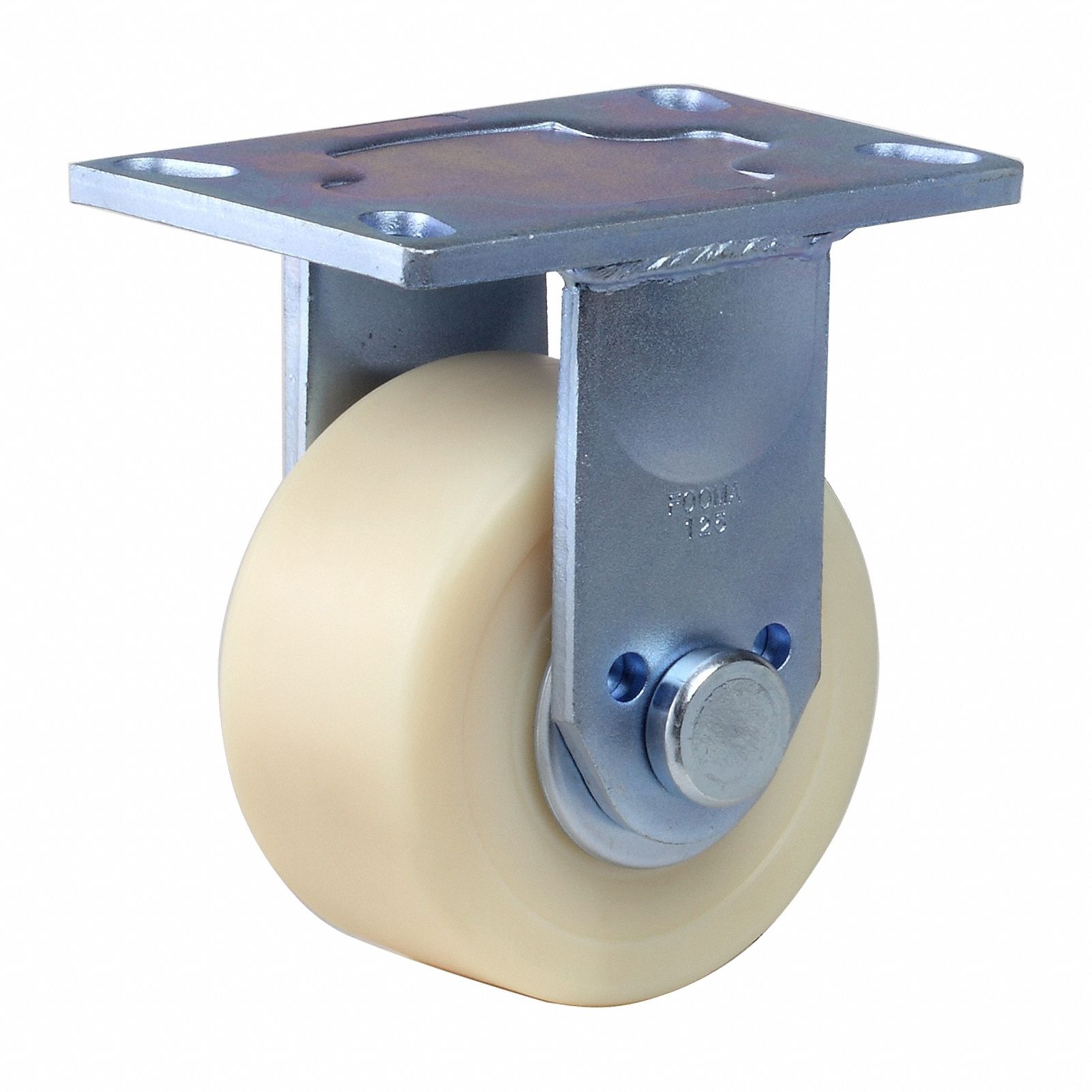 Plate Caster: Rigid, No Brake, Polyurethane, 125 mm Wheel Dia, 64 mm Wheel Wd, Ball