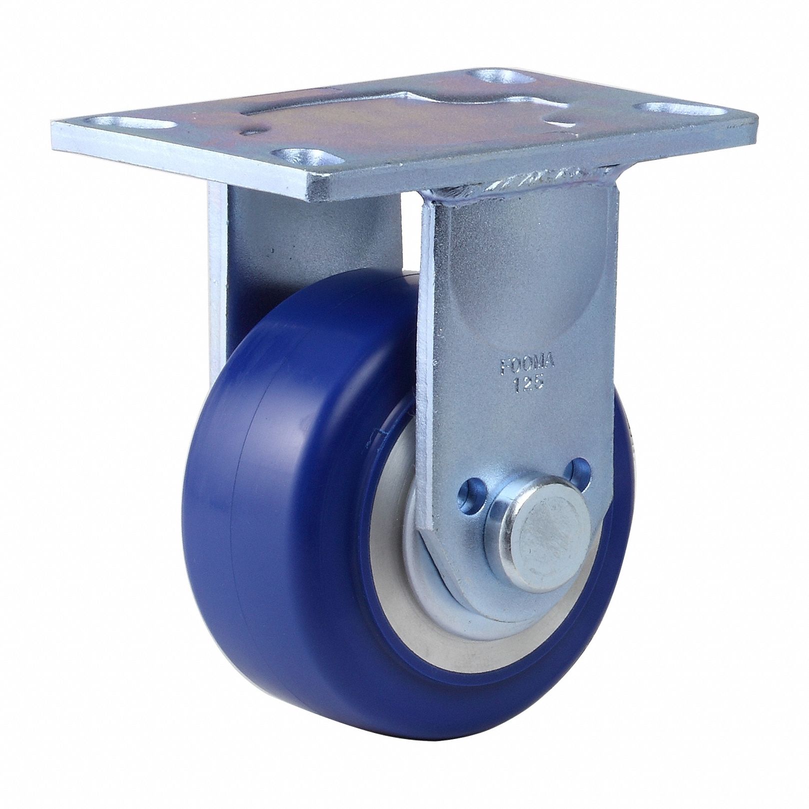 Plate Caster: Rigid, No Brake, Polyurethane, 125 mm Wheel Dia, 64 mm Wheel Wd, Ball