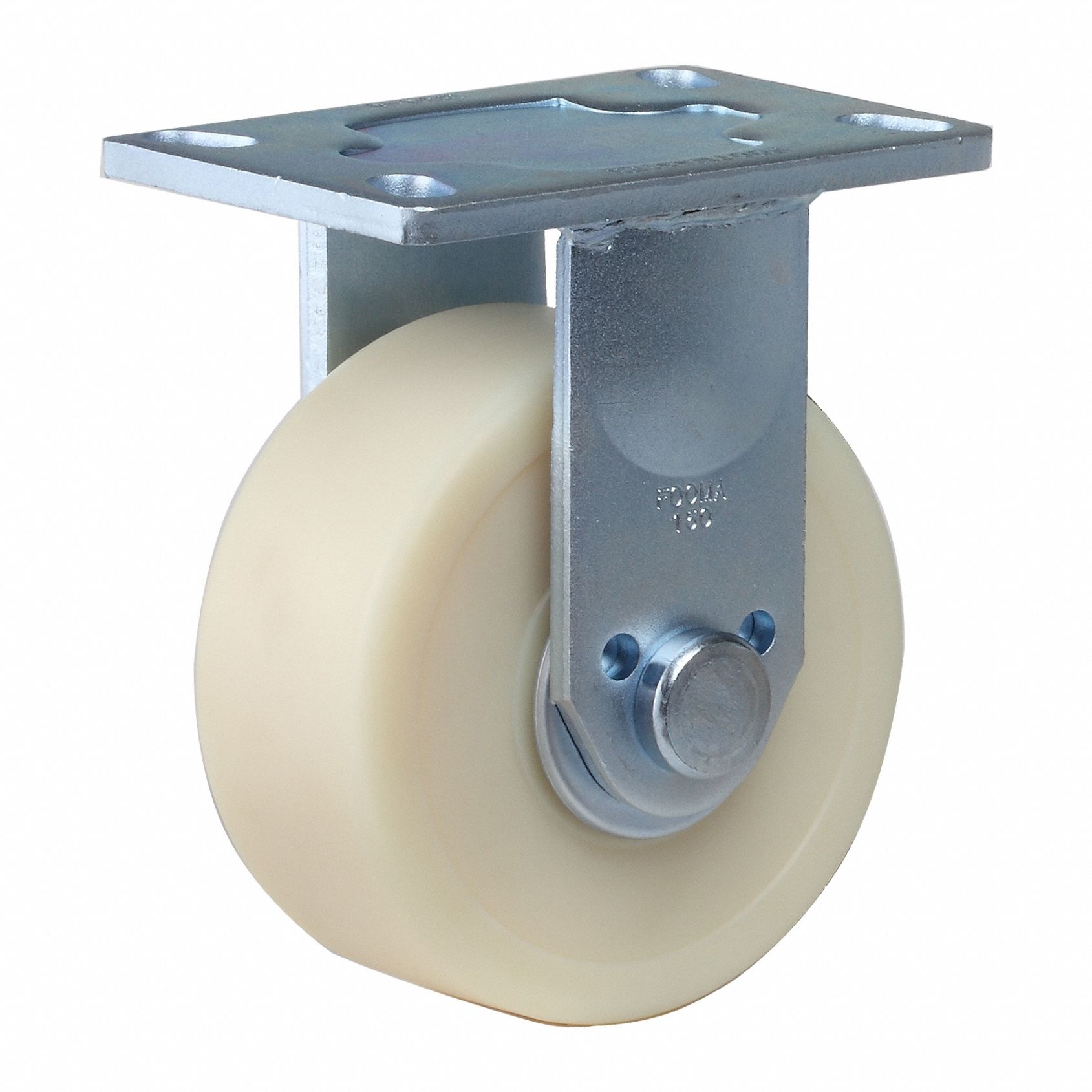 Plate Caster: Rigid, No Brake, Nylon, 150 mm Wheel Dia, 64 mm Wheel Wd, Ball, Rigid