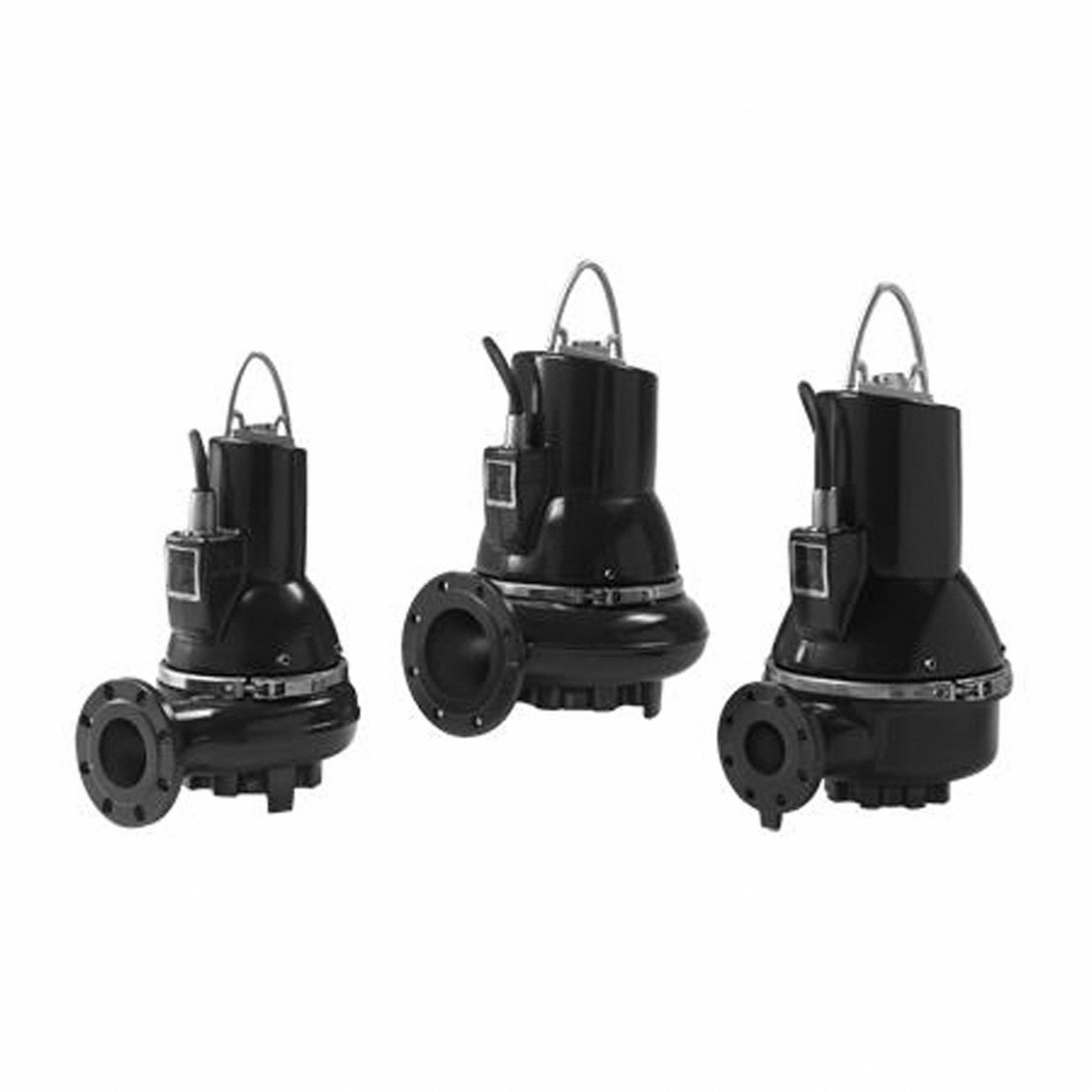 Grinder Pump: Horizontal, Three Phase, 3 hp, 460V AC, 1 1/2 in Flange, Cast Iron, Flange