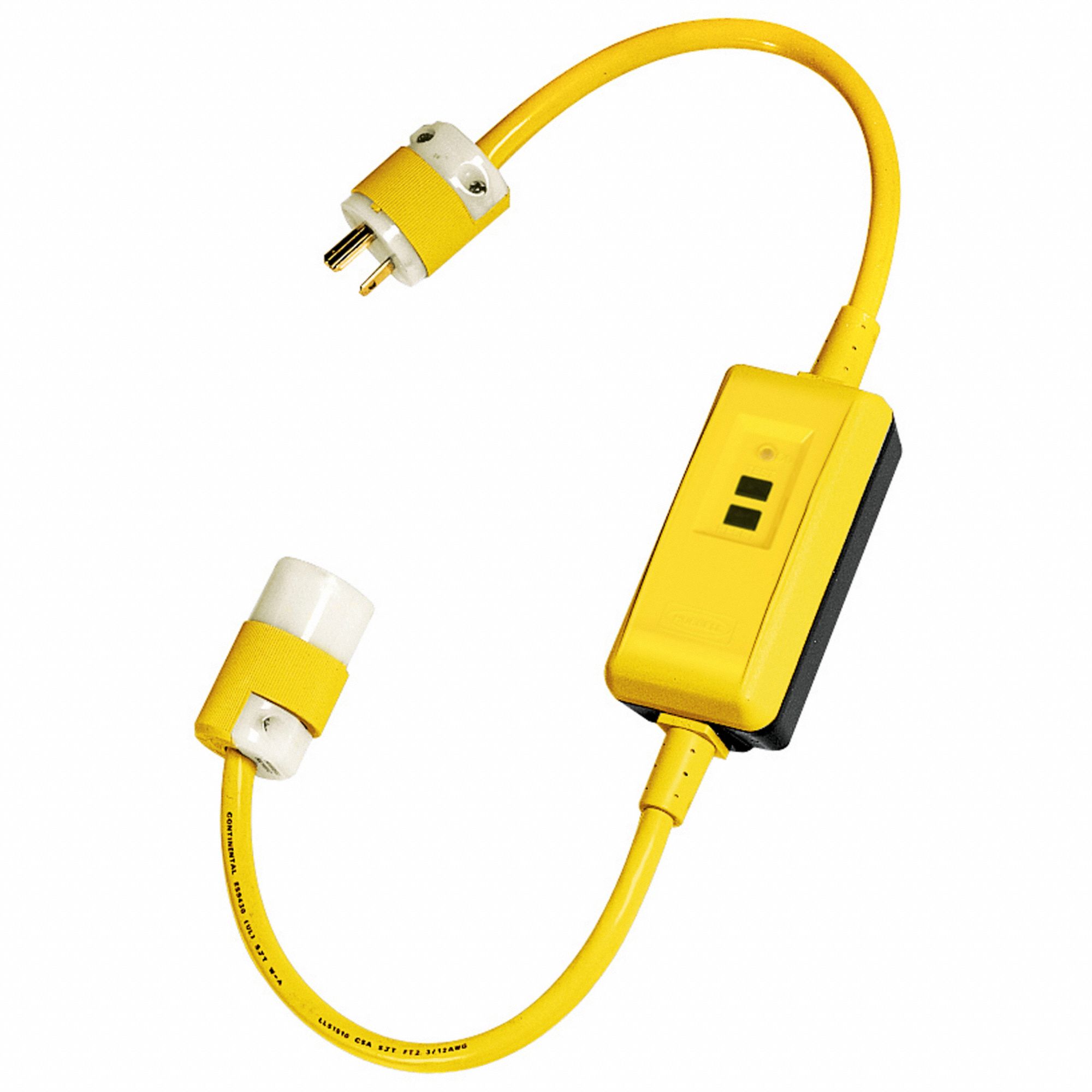 Self-Test Portable GFCI: 3 ft Cord Lg, 20 A Max. Amps, 120V AC, Black