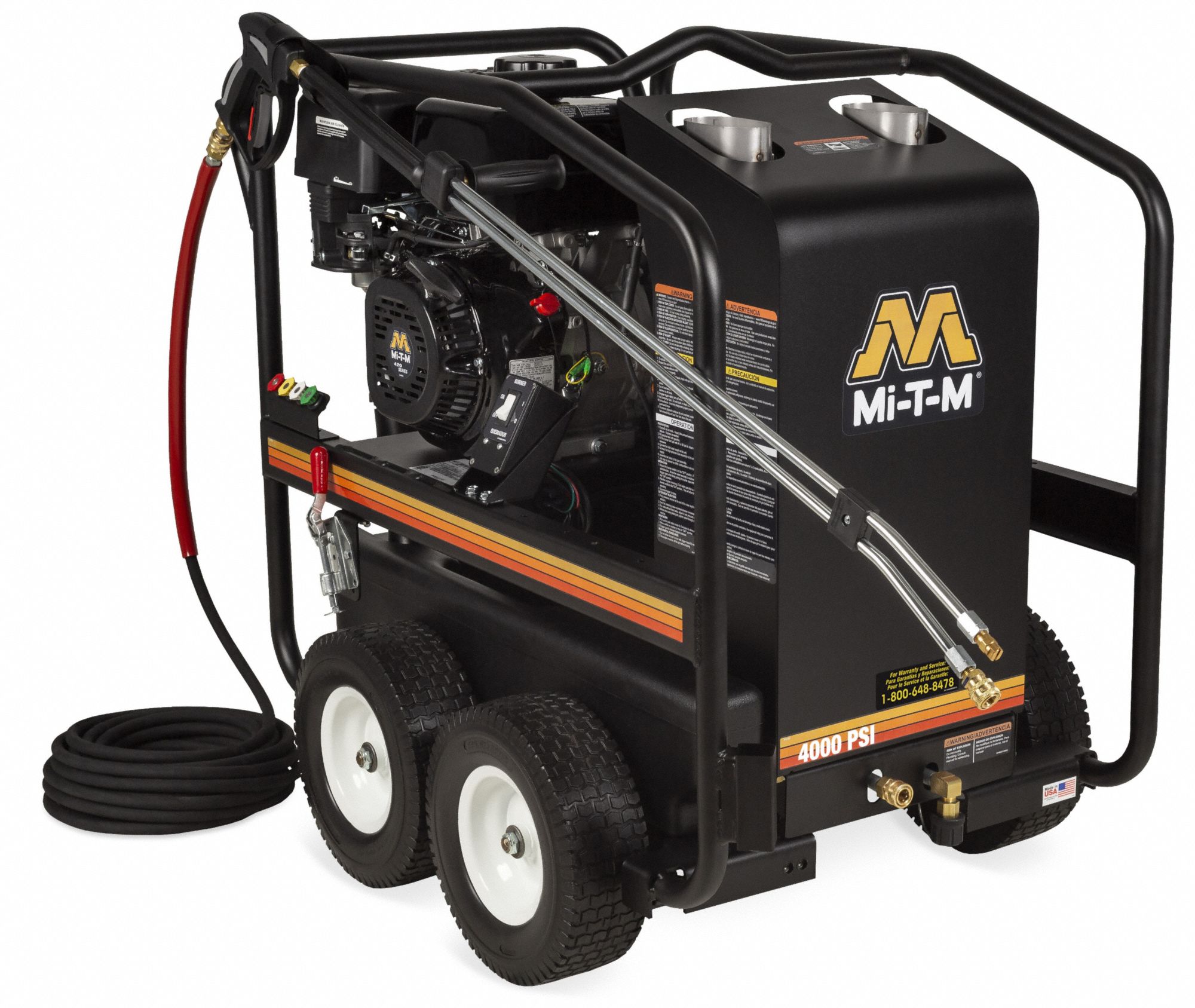Gas-Powered Pressure Washer: Heavy Duty, Cart, 4, 000 psi, 3.3 gpm, Usable Per Week 20 hr