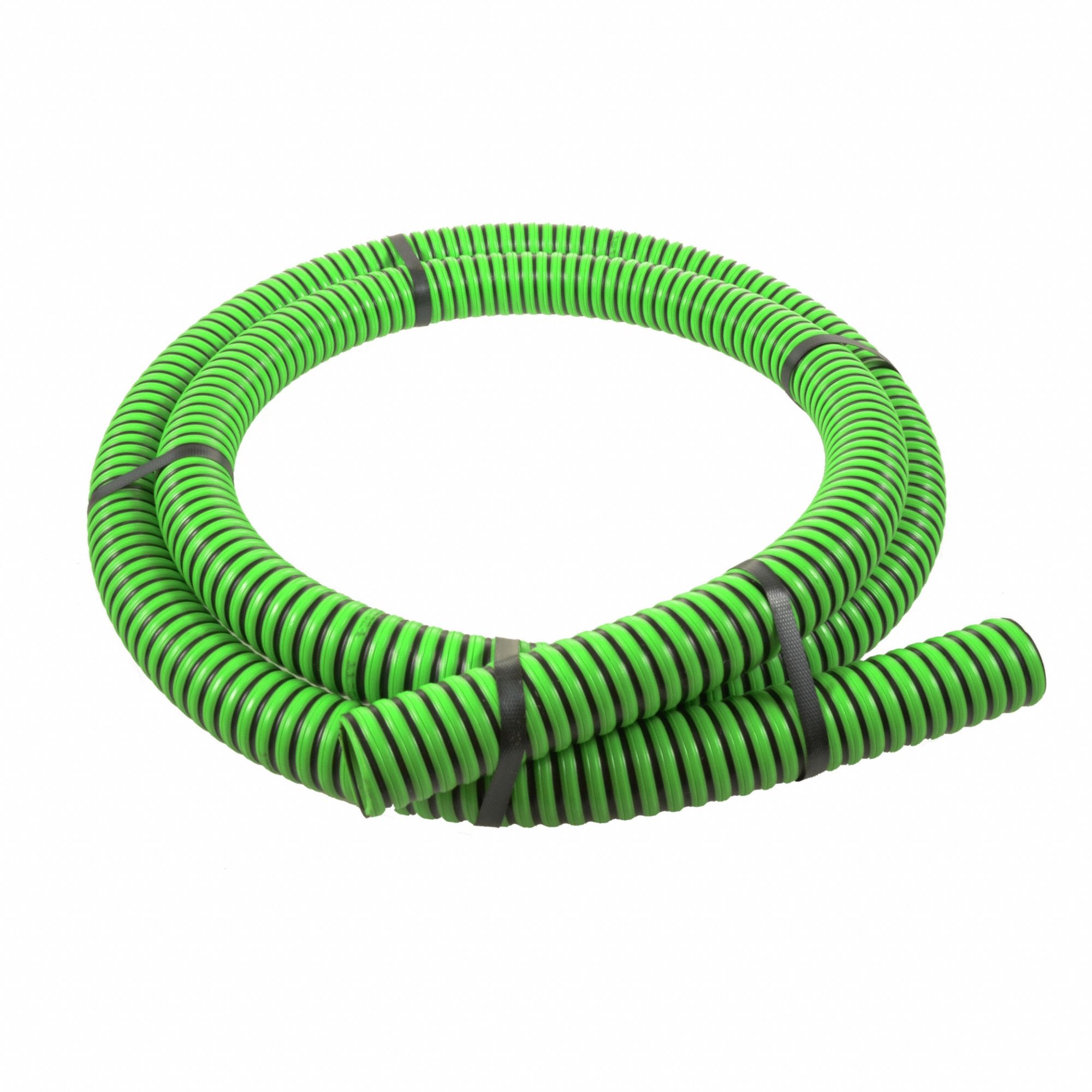 Suction and Discharge Hose: 1 1/4 in Hose Inside Dia., 50 psi, Black/Green, 10 ft Hose Lg