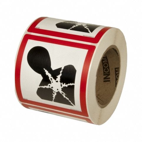 LABEL, HEALTH HAZARD PICTOGRAM, 4 IN H, 4 IN W, 0.0035 IN THICK, SQUARE, NO TEXT, PAPER, 500 PK