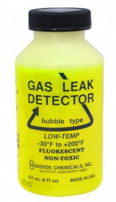 Leak Detector: 8 oz, Bottle, -30°F to 200°F Temp. Range, Fluorescent Yellow