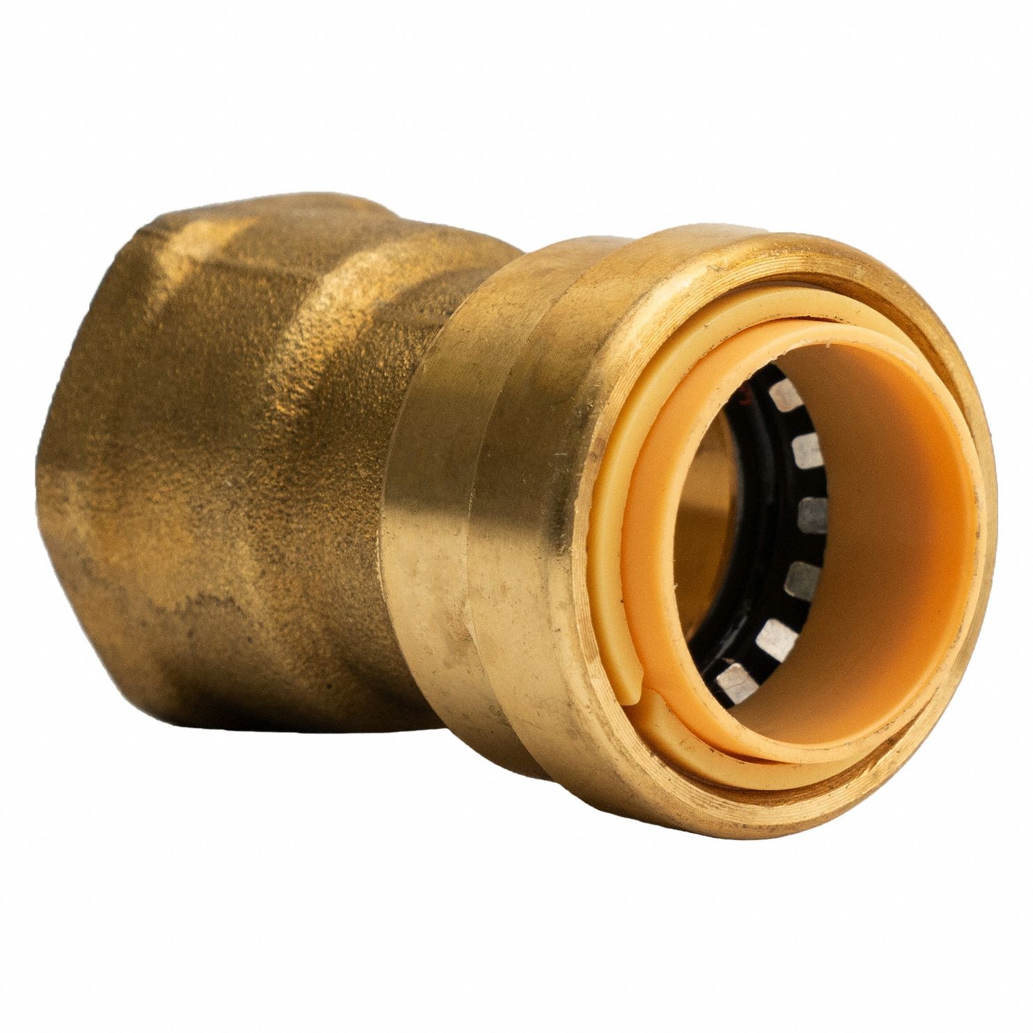 Push-Fit Adapter Fitting: Straight, 3/4 in OD x 3/4 in Pipe Size, Brass, Adapter