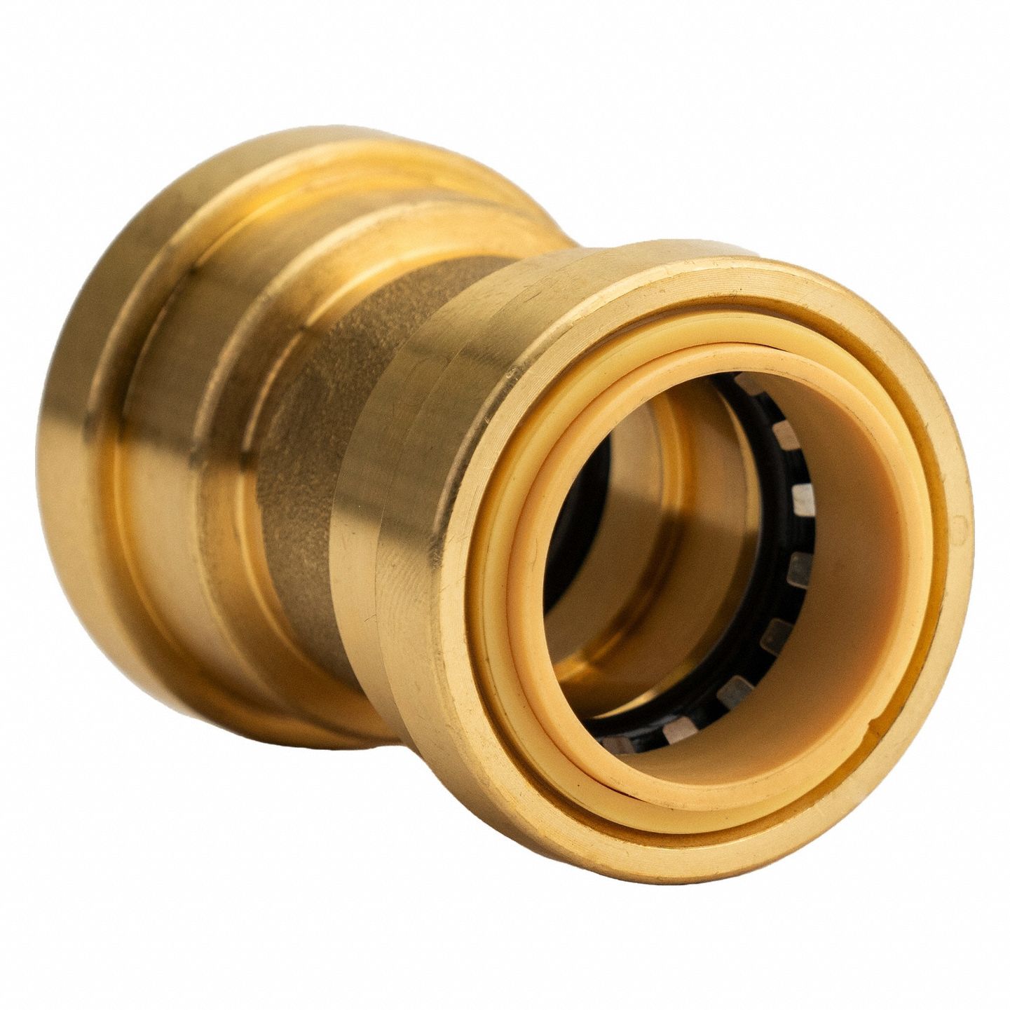 Push-Fit Adapter Fitting: Straight, 1 in OD x 1 in OD Size, Brass, Coupling