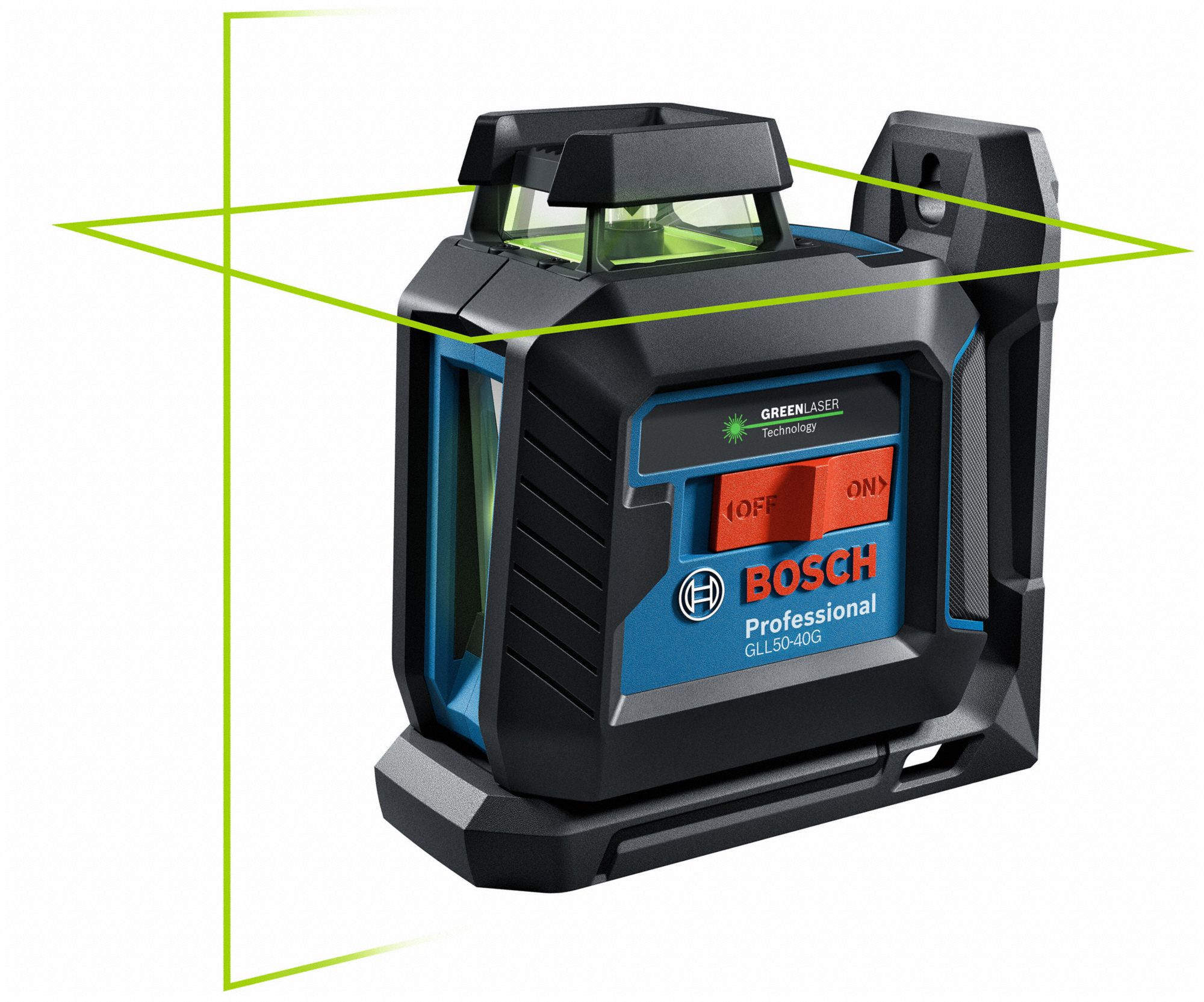 BOSCH CrossLine Laser 2 Beams, 2 Lines, Green, 100 ft Range w/o