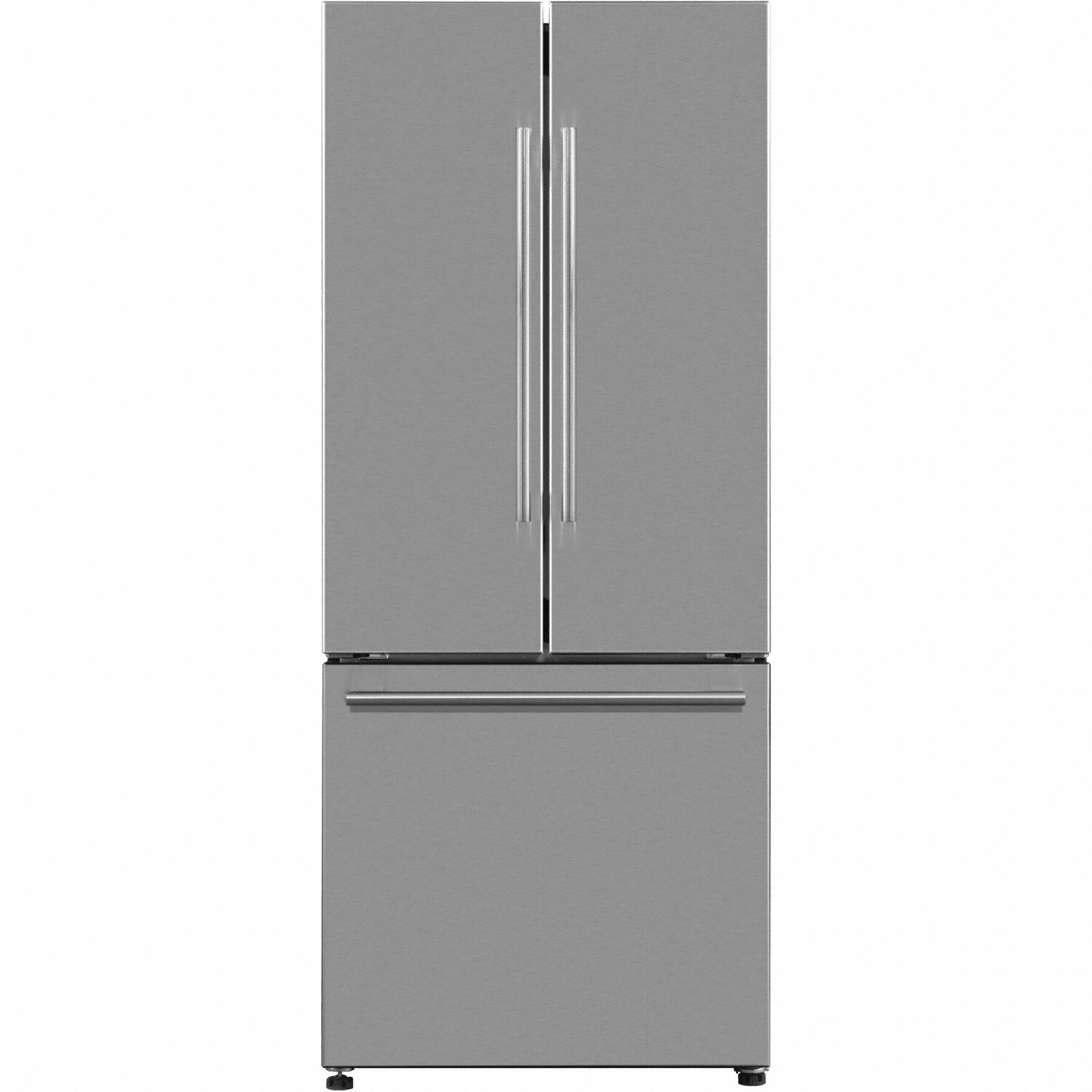 French Door Refrigerator: Stainless Steel, 16 cu ft Total Capacity, 2 Shelves, 5 to 8.9 cu ft