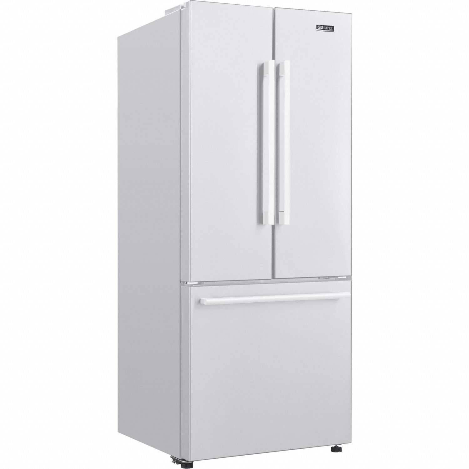 French Door Refrigerator: White, 16 cu ft Total Capacity, 2 Shelves, 9 to 16.9 cu ft
