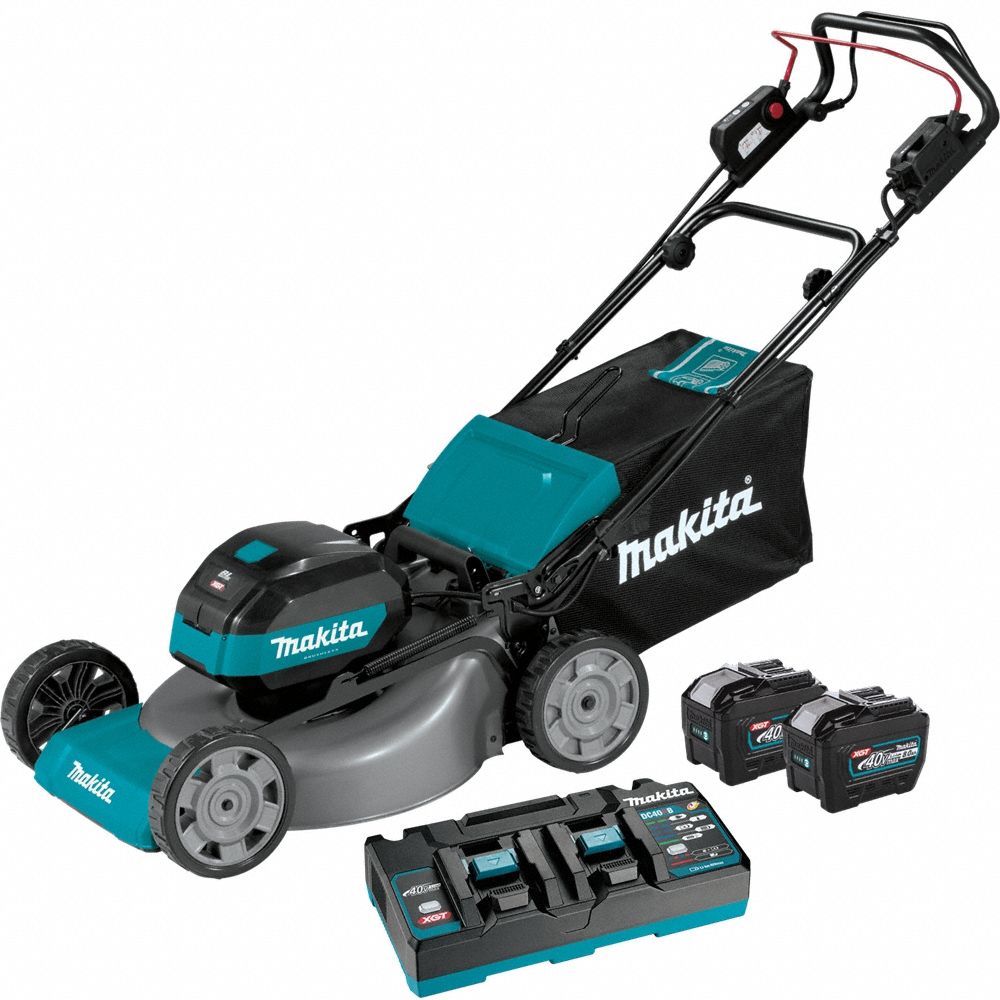 Battery-Powered Lawn Mower Kit: Self-Propelled, 21 in Cutting Wd, Side Discharge Location